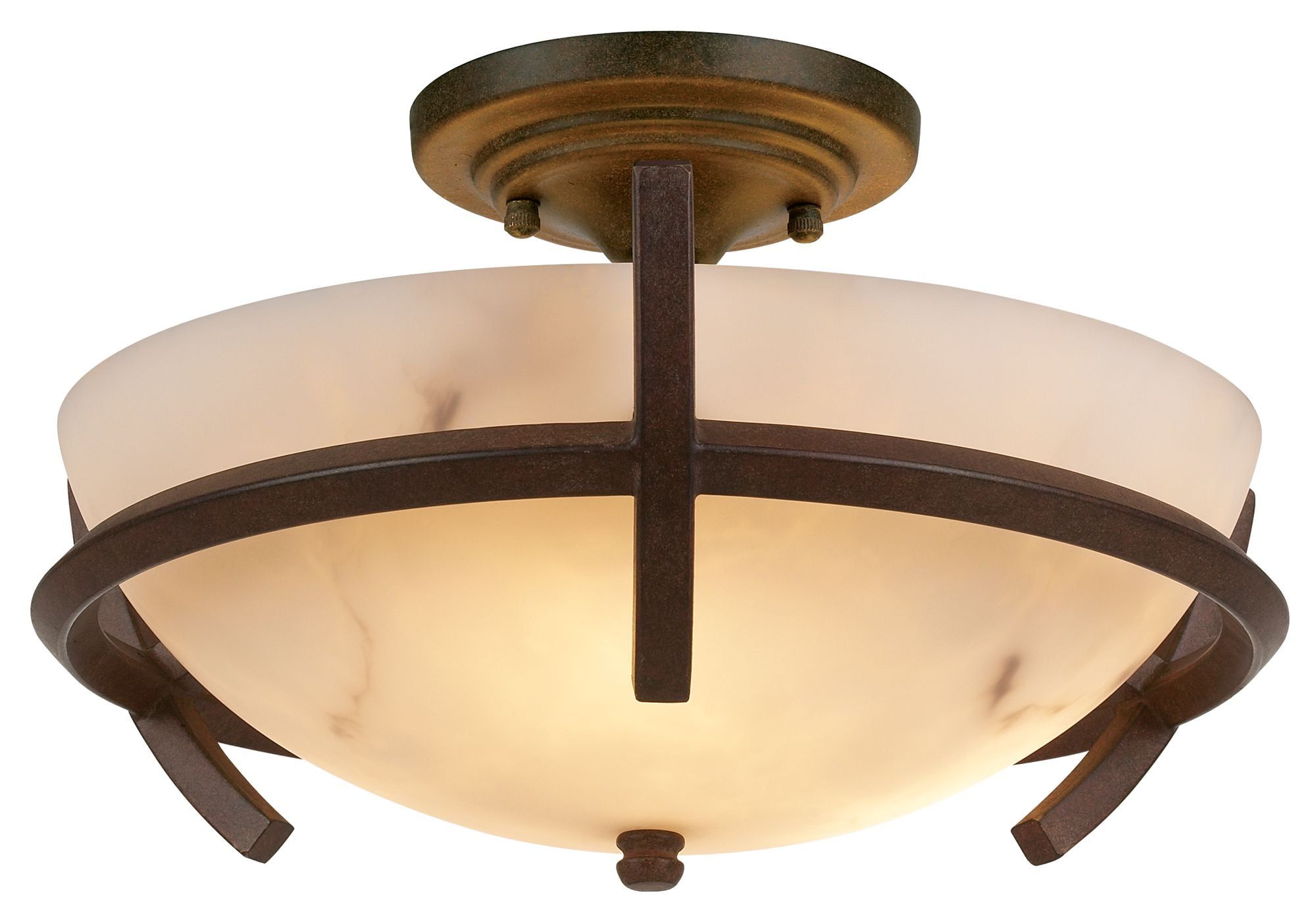 Nutmeg and Alabaster Dust Glass 3-Light Semi-Flush Mount