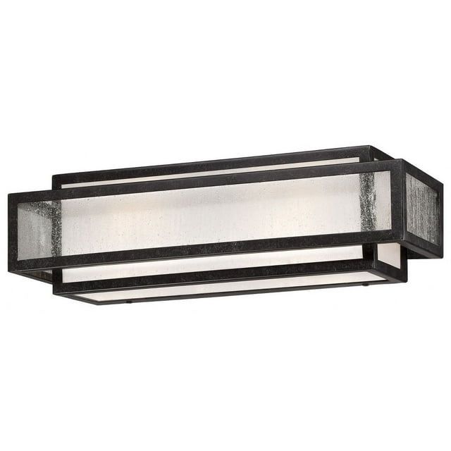 Aged Charcoal Bronze 2-Light Bath Vanity with Clear Seeded Glass