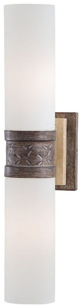 Aged Patina Iron and Opal Glass Cylinder Sconce