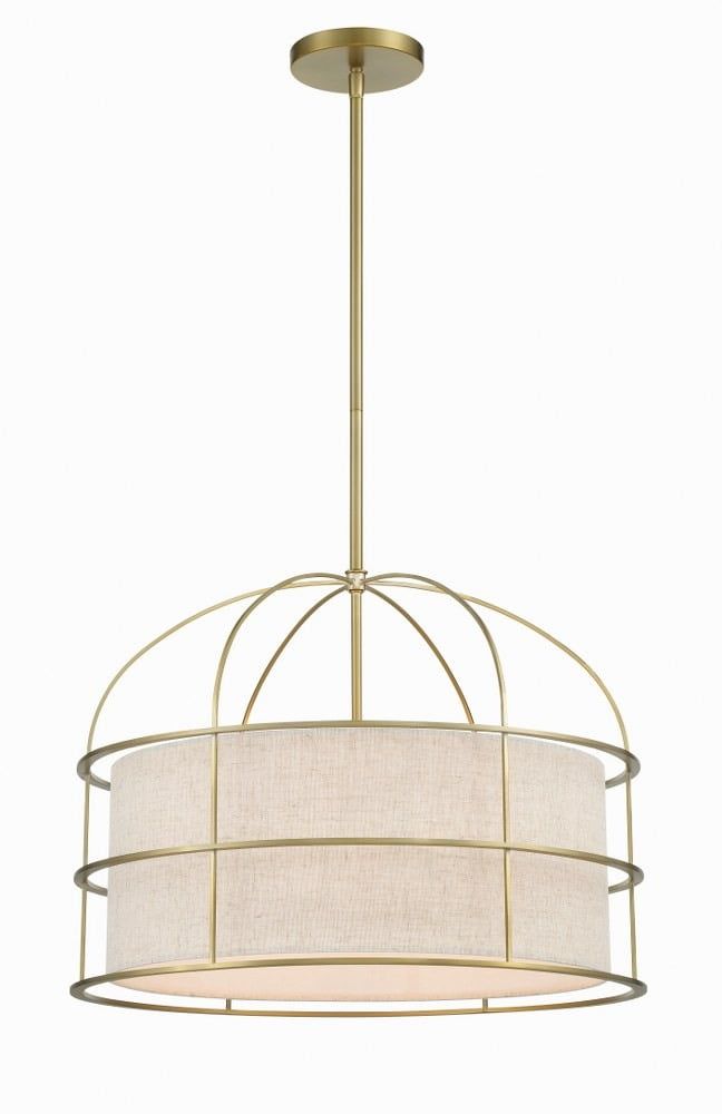 Soft Brass 5-Light Indoor/Outdoor Drum Pendant