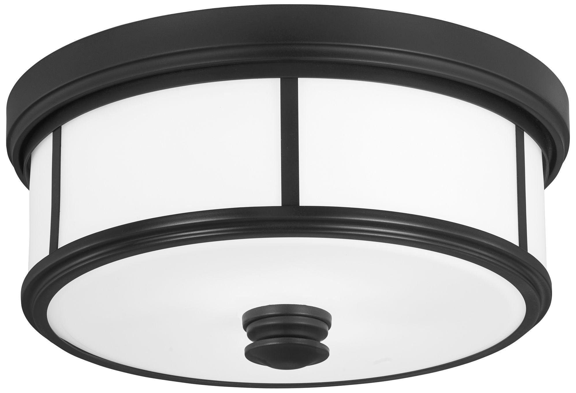 Coal Finish 2-Light Flush Mount with Etched Opal Glass