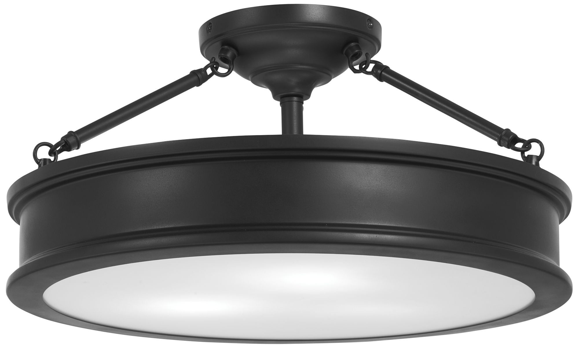 Coal Finish 3-Light Semi-Flush Mount with Glass Shade