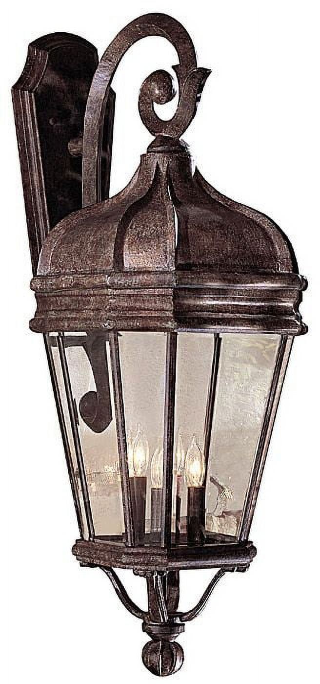 Vintage Rust 4-Light Wall Mount with Clear Beveled Glass