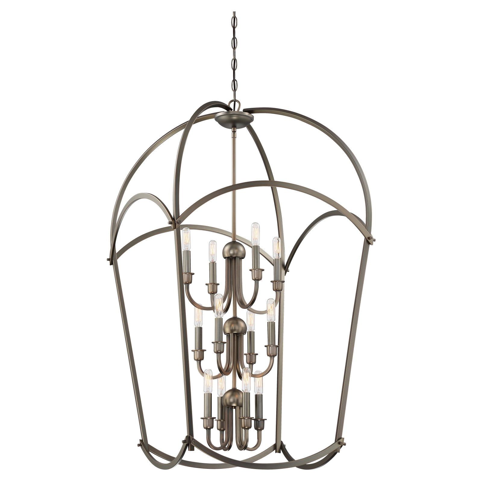 Harvard Court Bronze 12-Light Contemporary 3-Tier Pendant