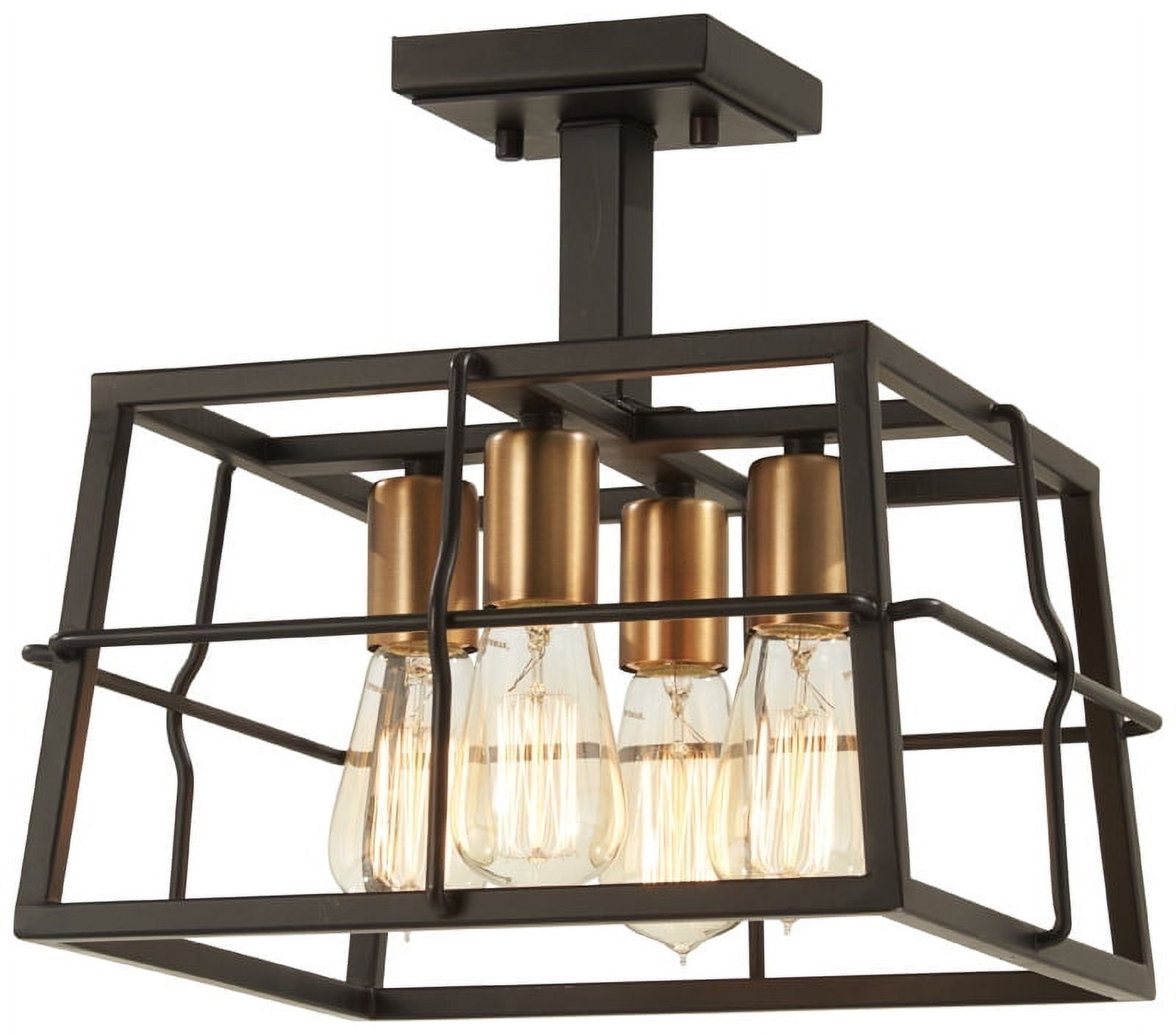 Transitional Bronze 4-Light Indoor/Outdoor Semi-Flush Mount