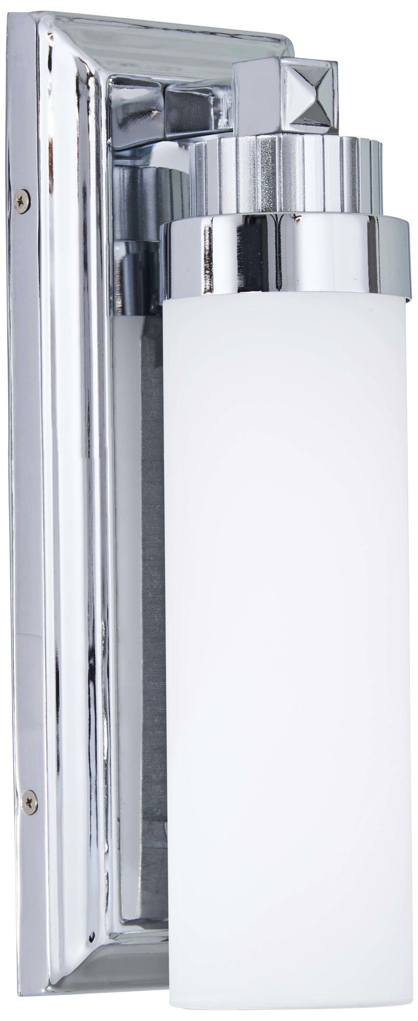 Chrome Cylinder LED Wall Sconce with Etched White Glass