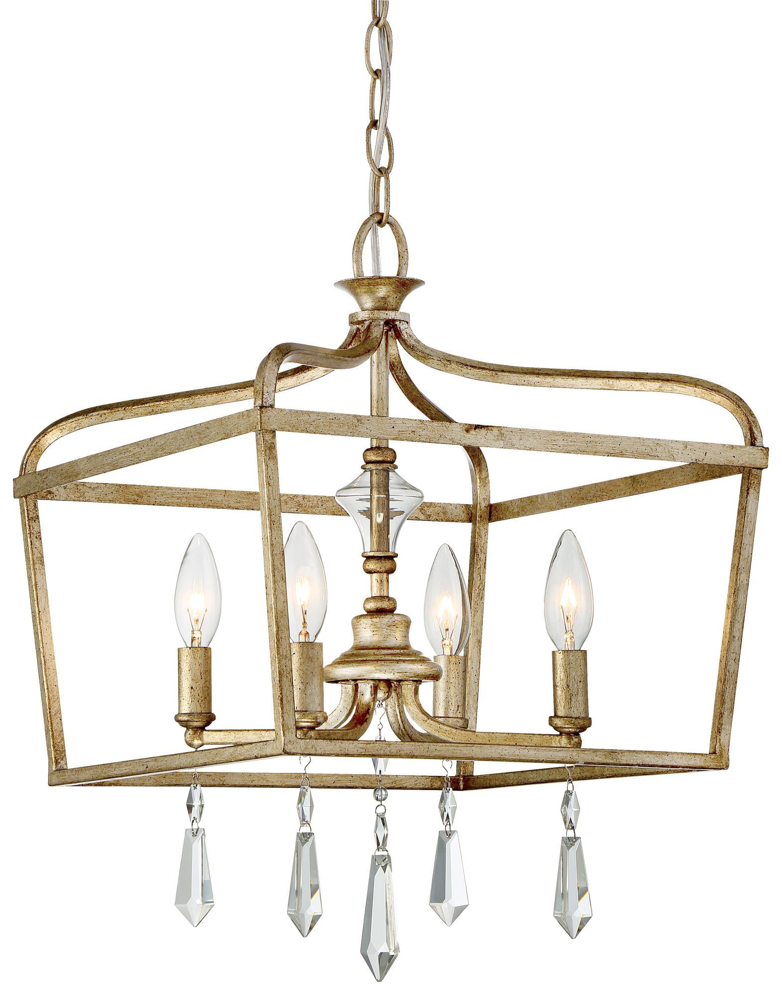 Elegant Brio Gold 4-Light Pendant with Faceted Crystal Accents