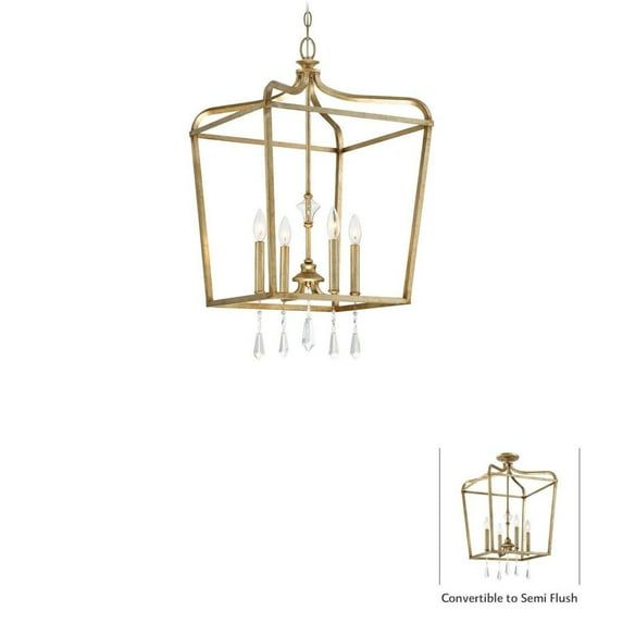 Laurel Estate Brio Gold 4-Light Pendant with Crystal Accents