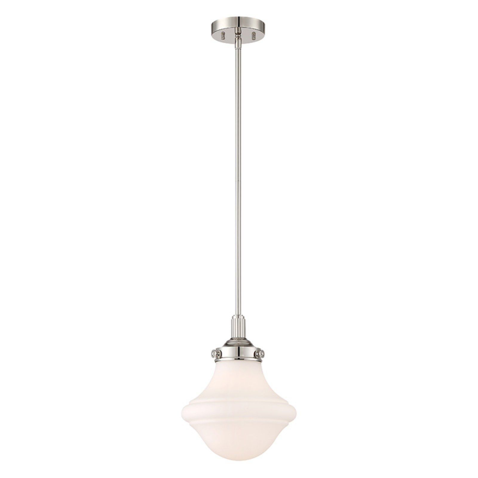 Madison Avenue 10'' Polished Nickel School House Glass Pendant