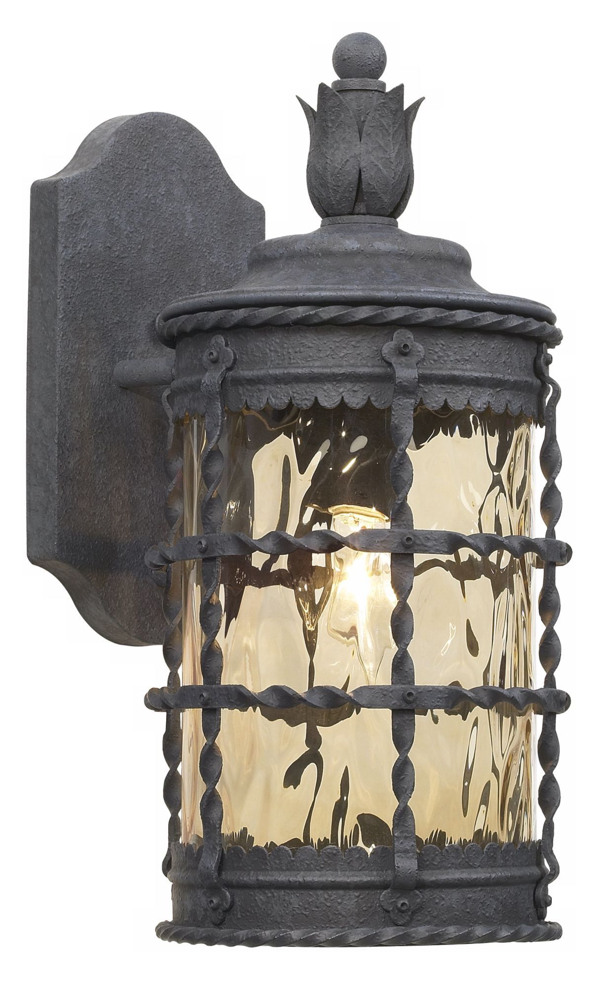 Spanish Iron Outdoor Wall Mount Light with Champagne Glass