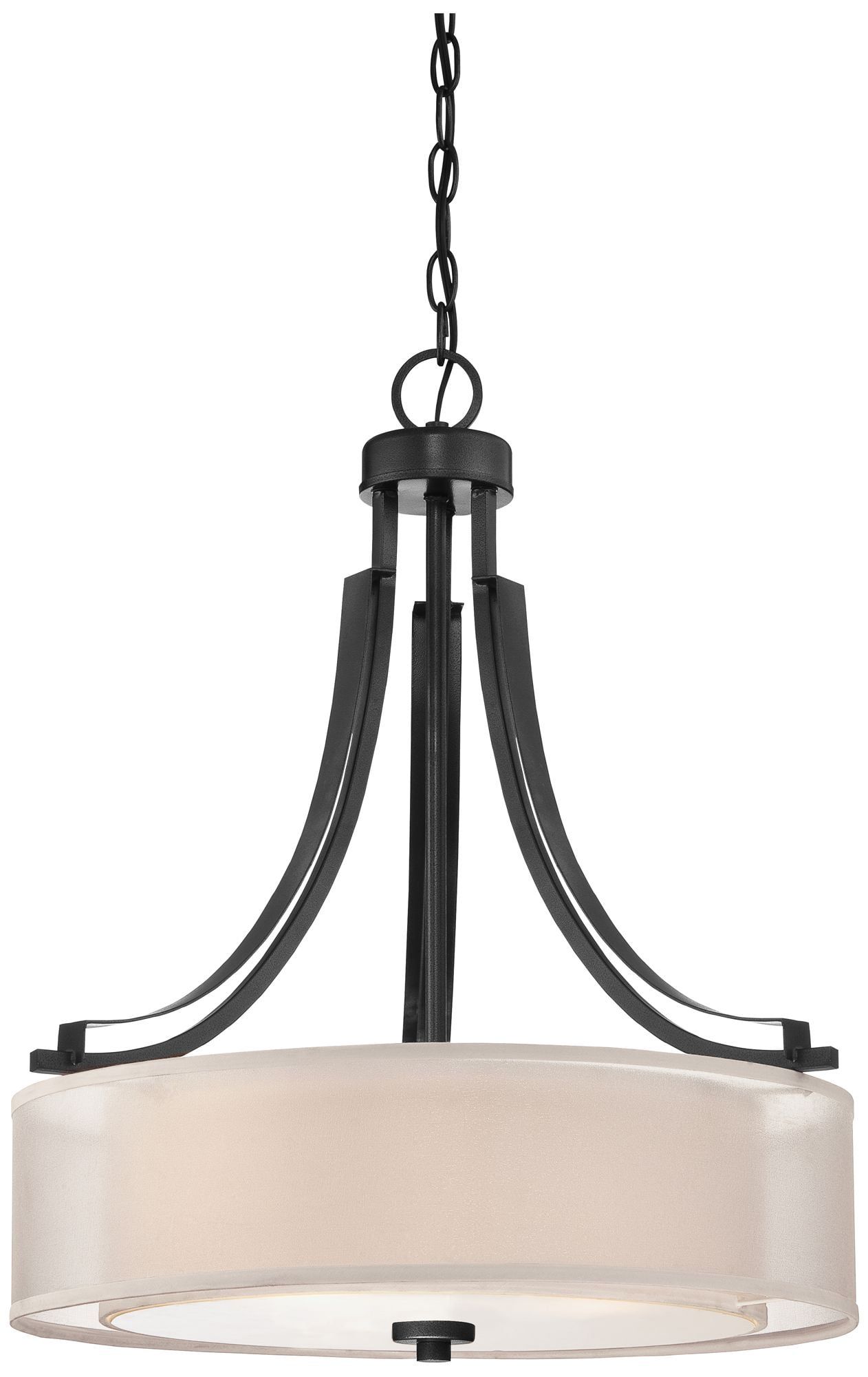 Translucent Sliver Linen Shade 3-Light Sand Coal Pendant