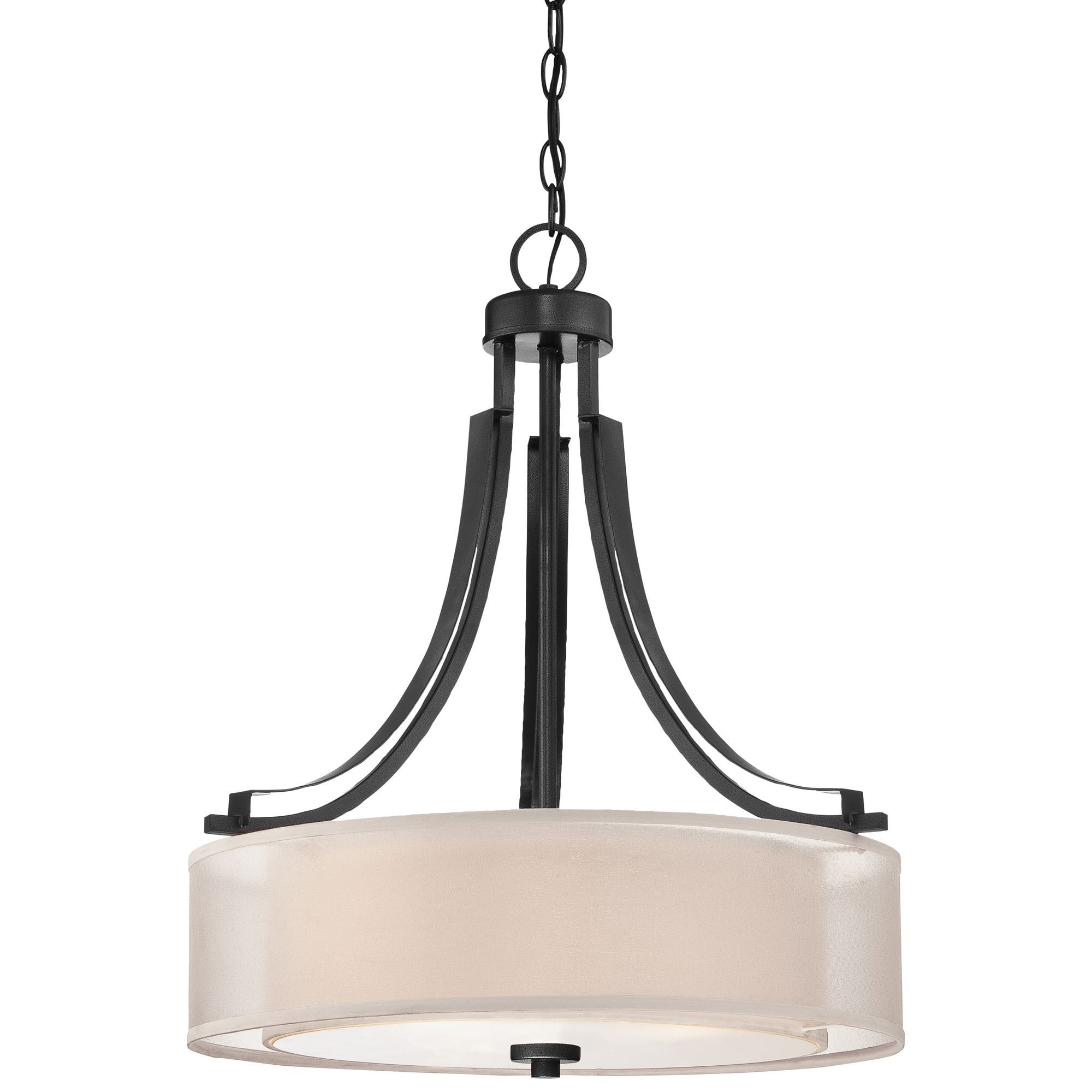 Translucent Sliver Linen Shade 3-Light Sand Coal Pendant