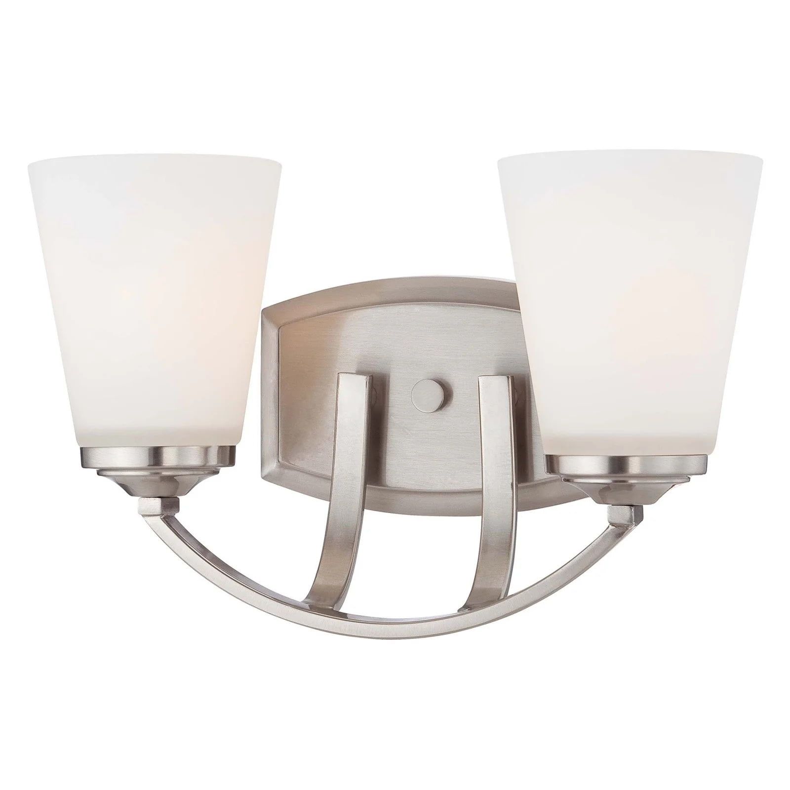 Brushed Nickel 2-Light Dimmable Bathroom Vanity Fixture