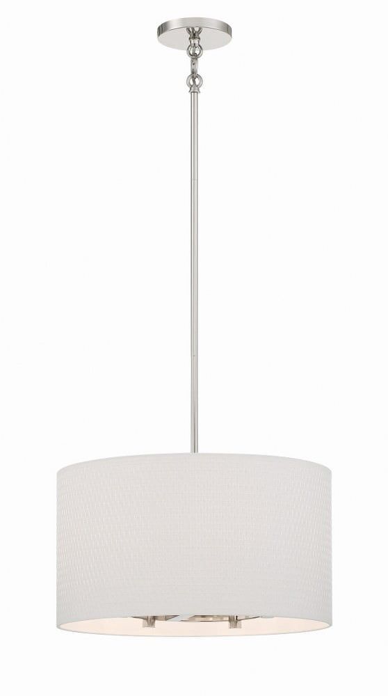 Palmetto 5-Light Drum Pendant in Polished Nickel with White Paper Shade