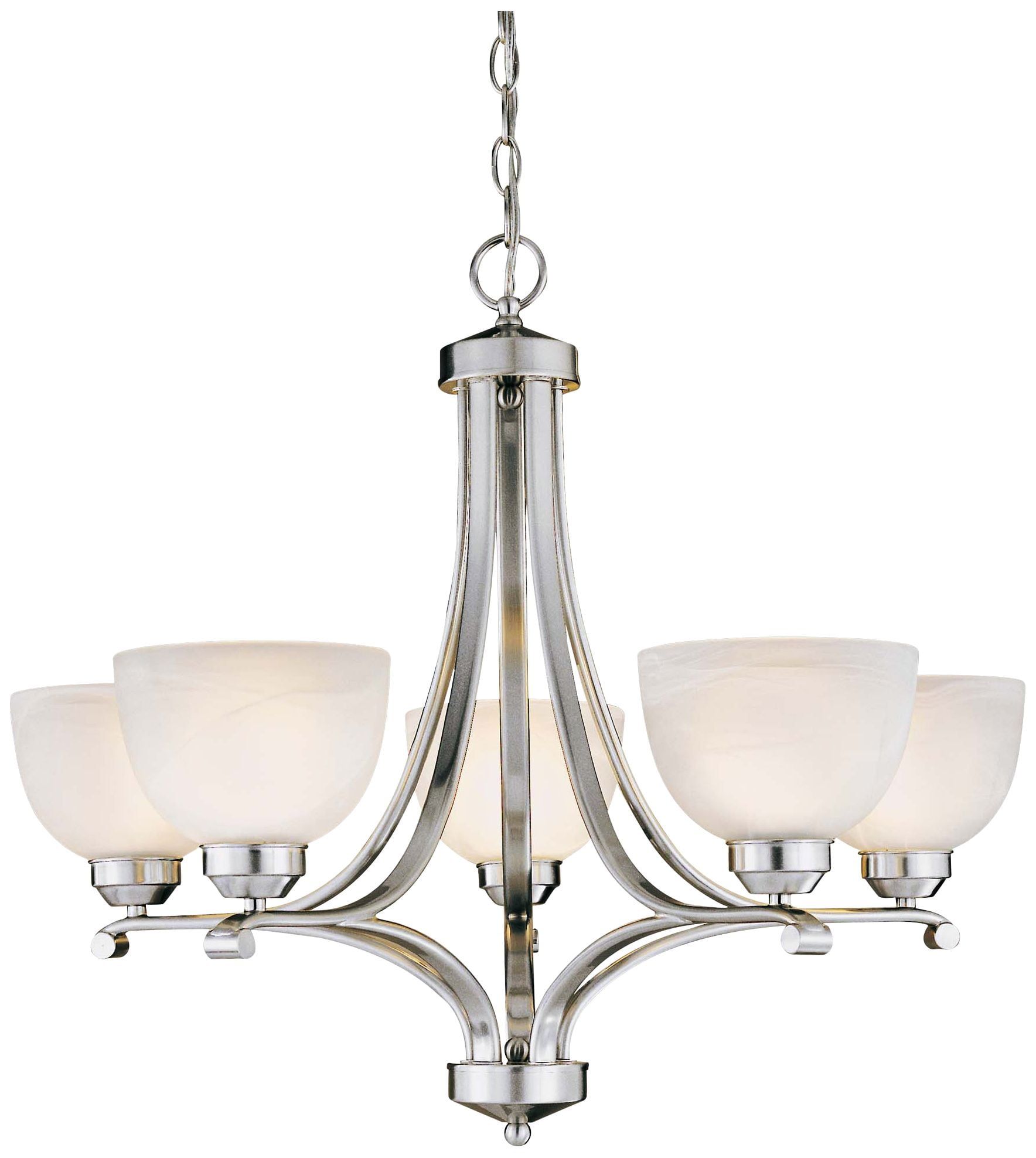 Elegant Empire 5-Light Chandelier in Brushed Nickel with Etched Marble Glass