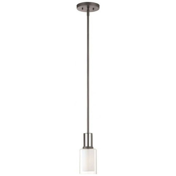 Smoked Iron Mini Pendant with Etched White Glass Shade
