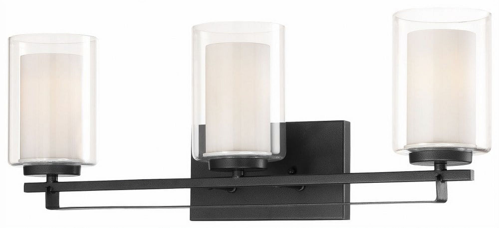 Sand Coal 3-Light Cylinder Vanity Wall Light with Etched Glass