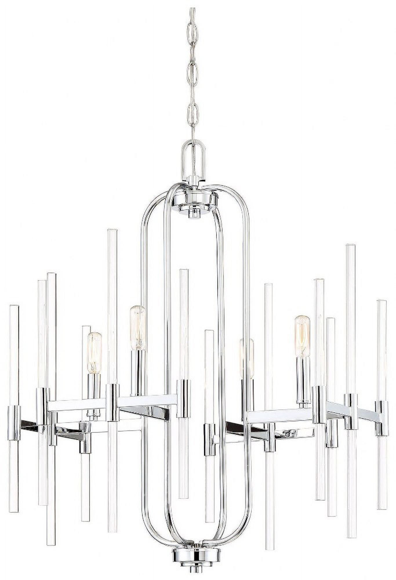 Sleek Chrome 4-Light Pillar Chandelier with Clear Glass Accents