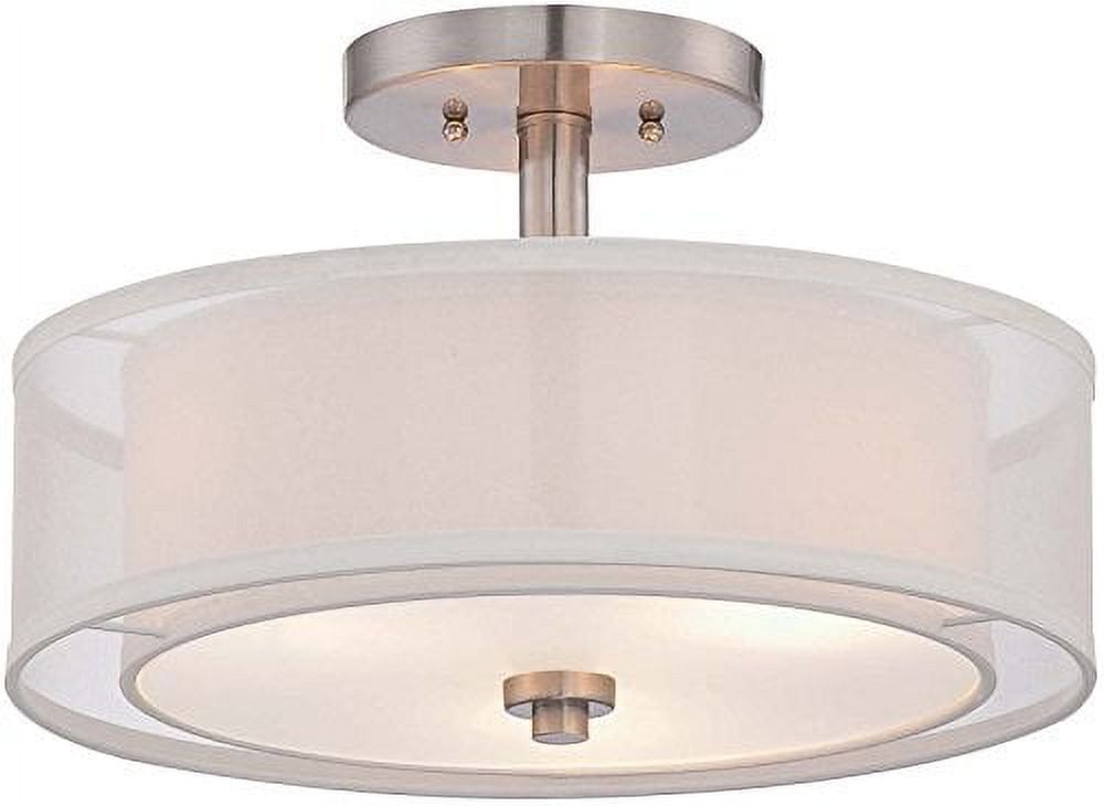 Brushed Nickel 3-Light Drum Semi-Flush Mount Ceiling Light