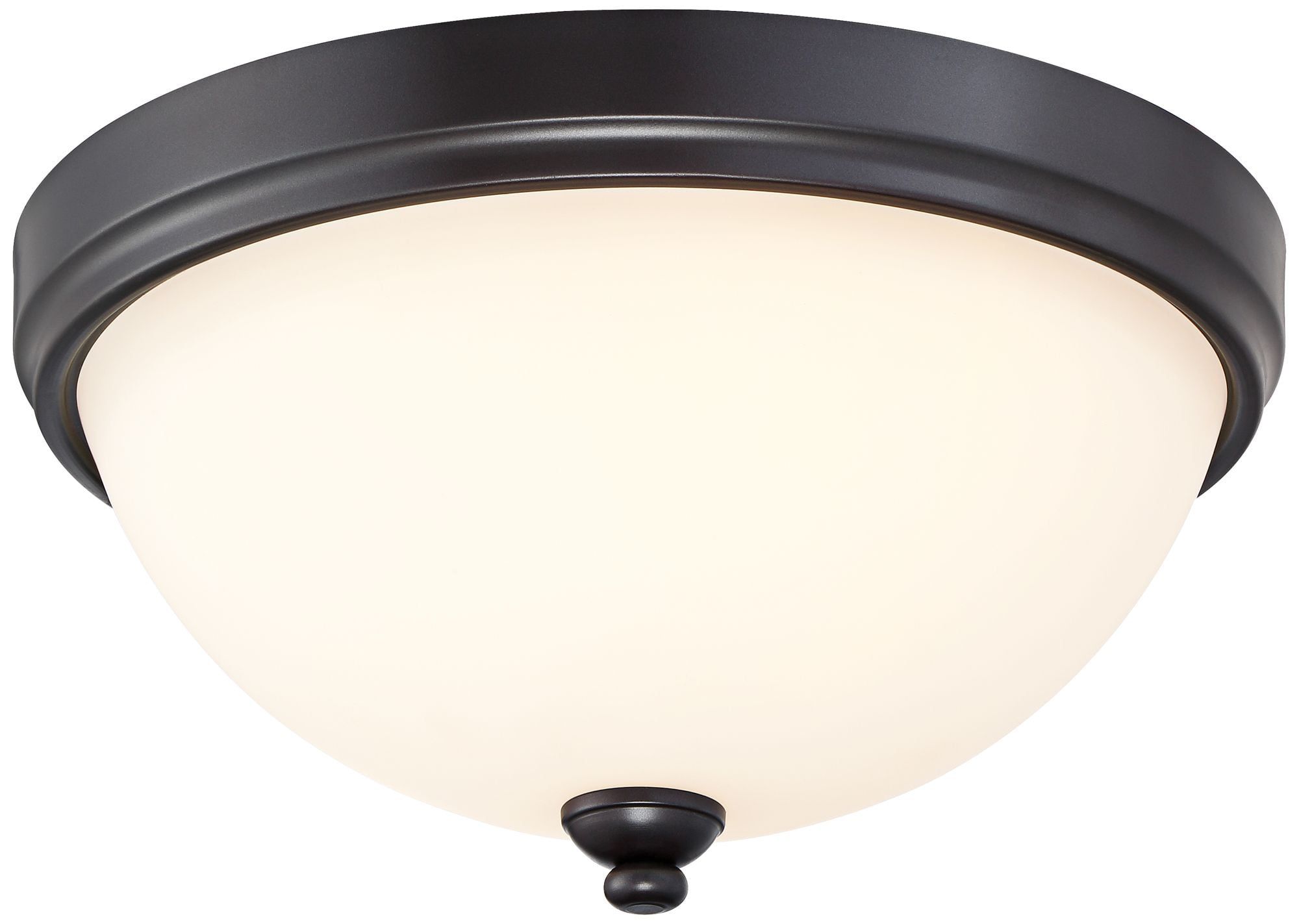 Lathan Bronze and Gold Accents 3-Light Indoor/Outdoor Flush Mount with Etched White Glass