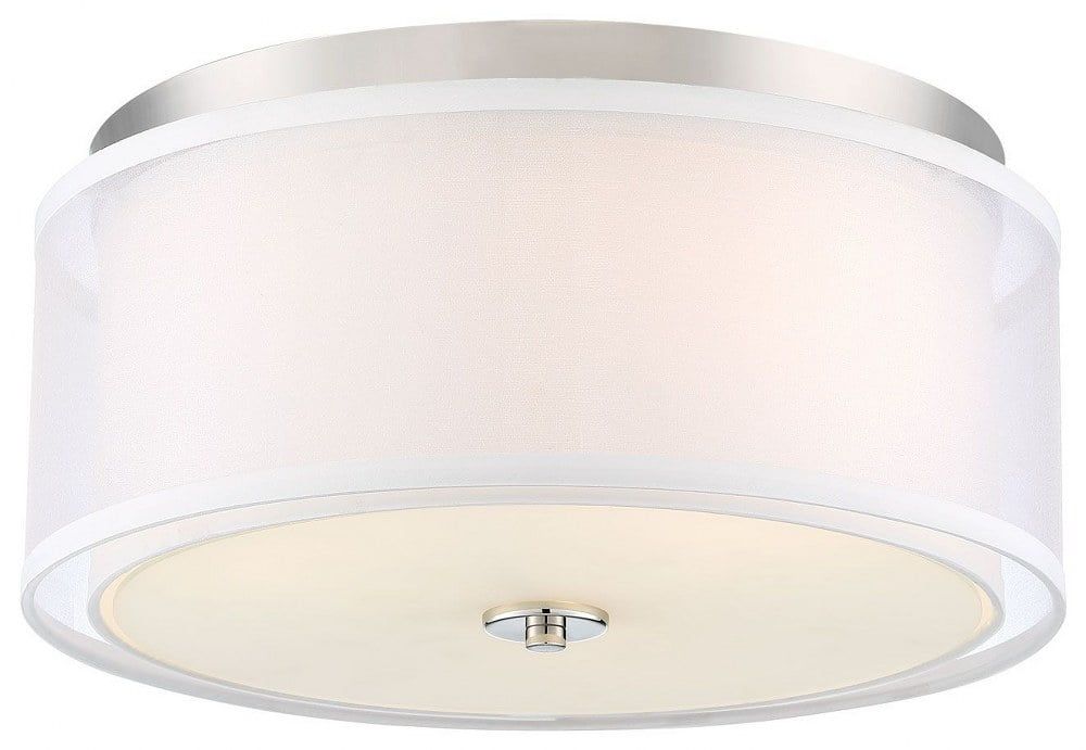 Transitional Polished Nickel 3-Light Flush Mount with Clear Glass