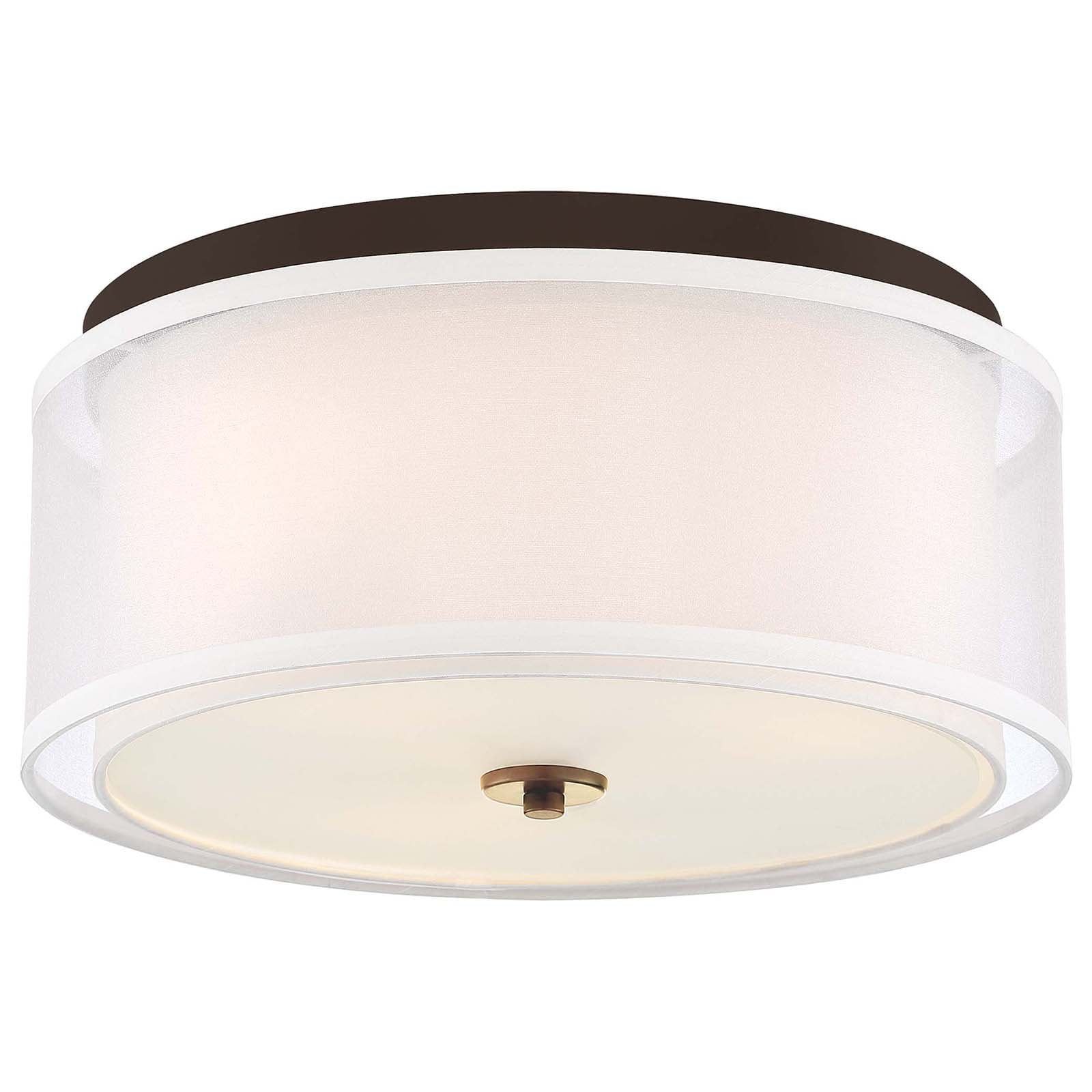 Bronze and Glass 3-Light Drum Flush Mount Ceiling Fixture