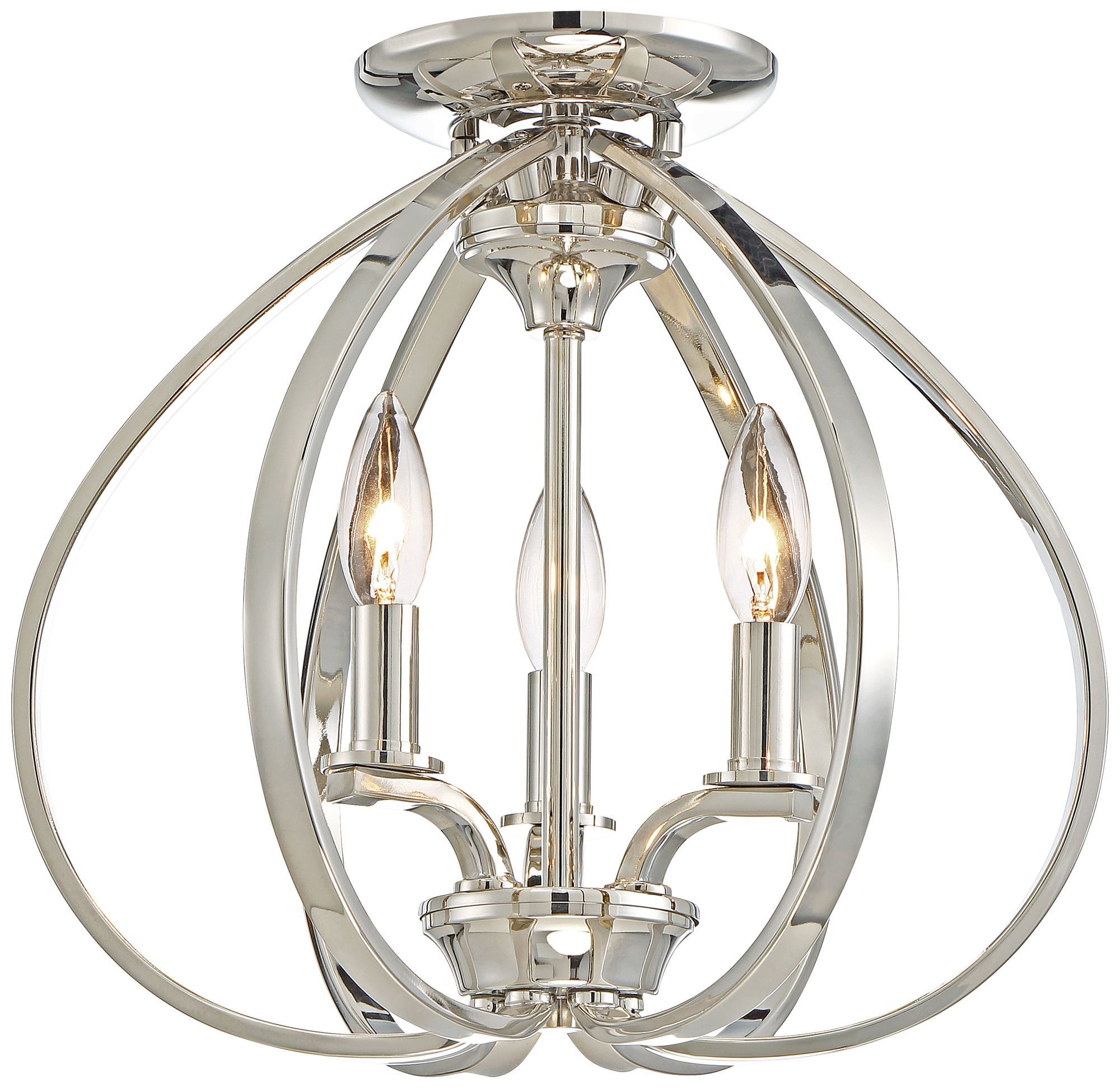 Polished Nickel 3-Light Semi Flush Mount Ceiling Fixture