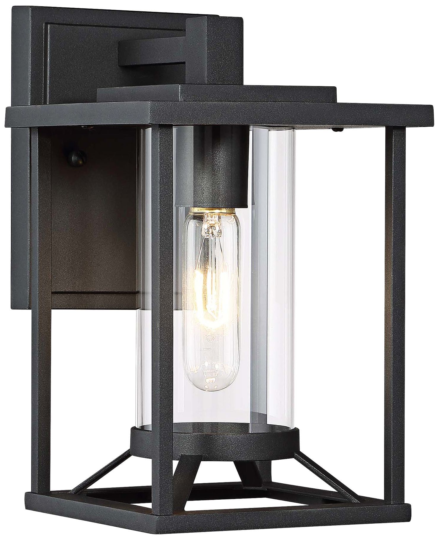 Black Aluminum and Clear Glass Outdoor Wall Lantern