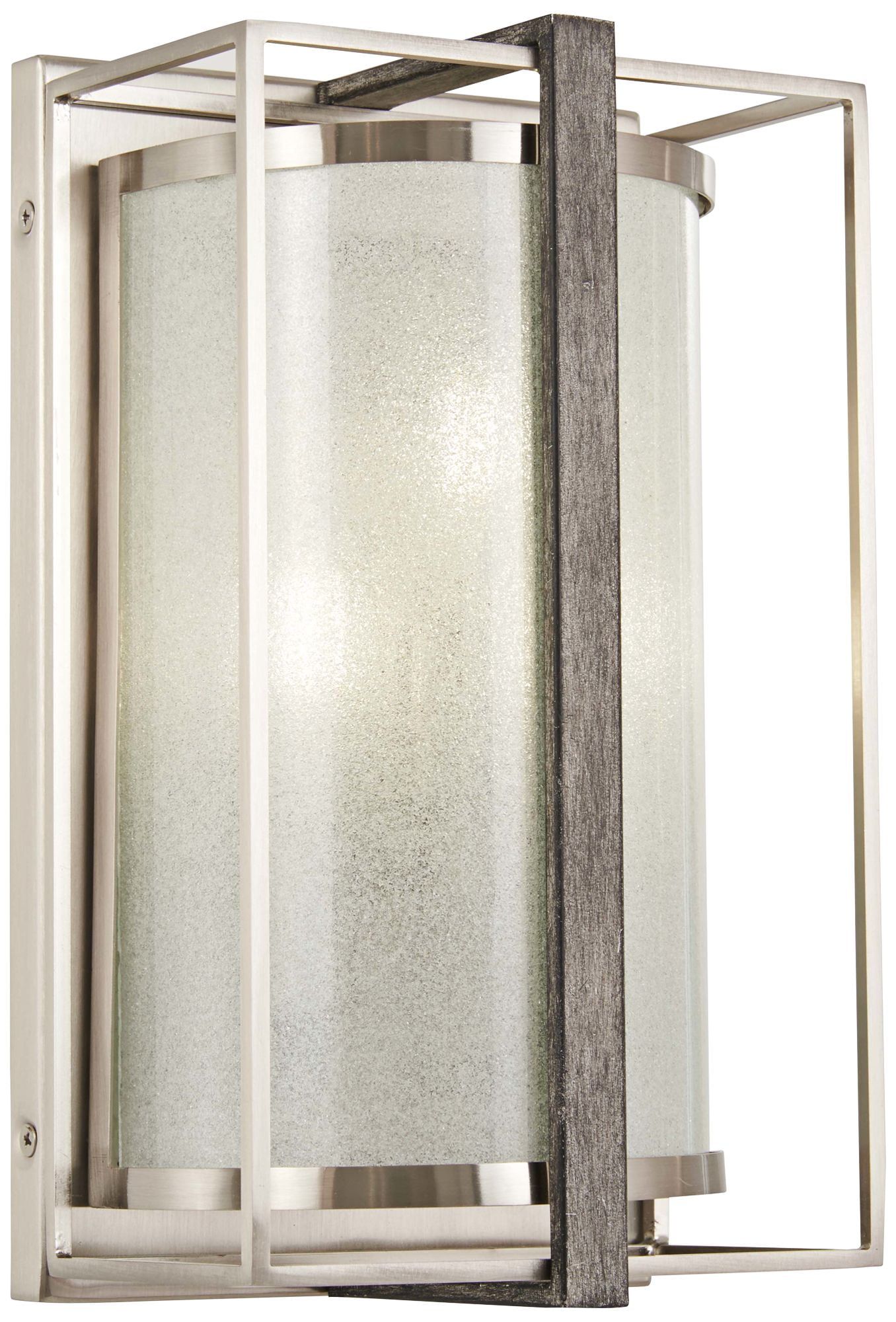 Brushed Nickel and Shale Wood 3-Light Cylinder Sconce