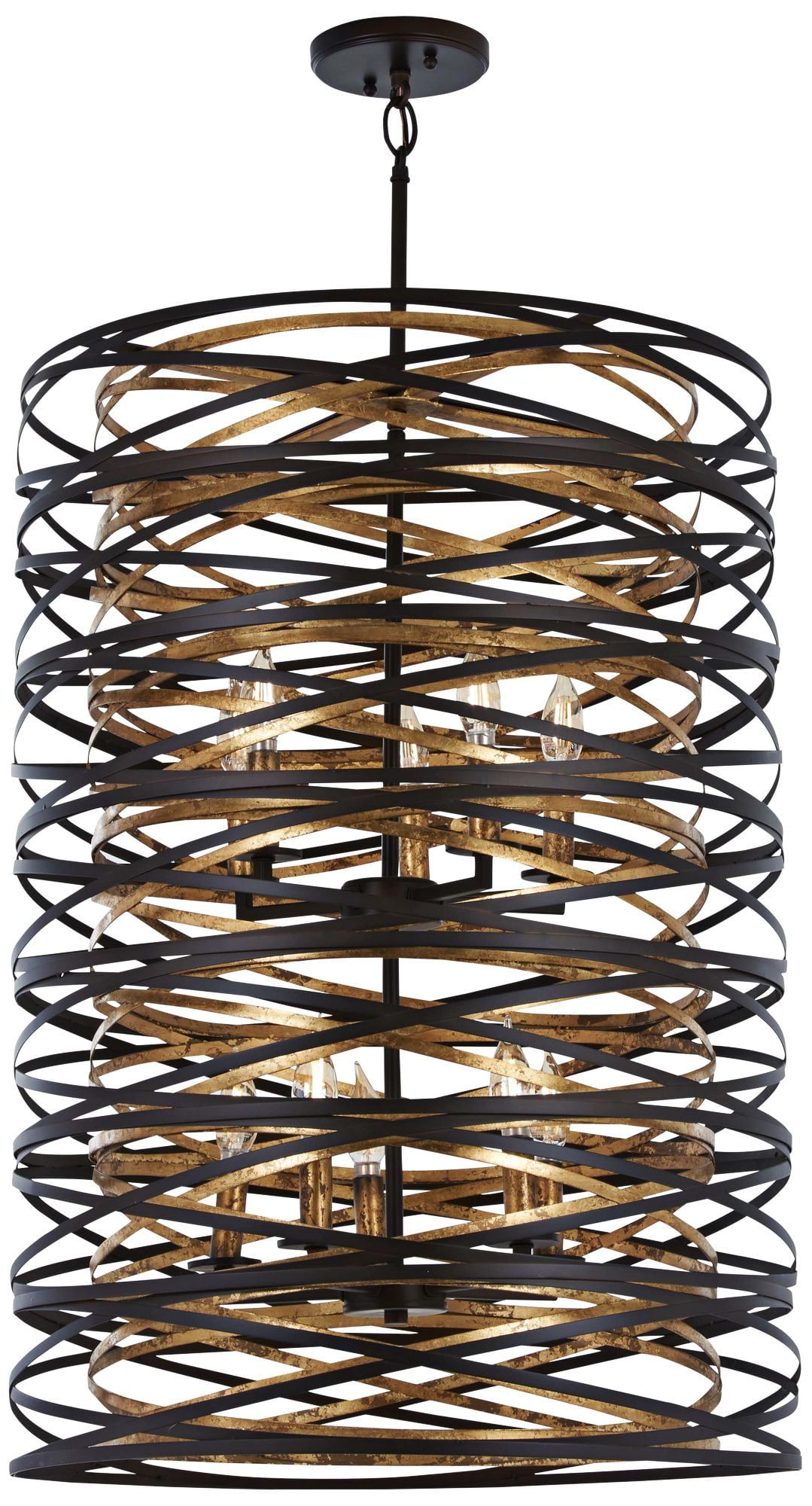 Vortic Flow Dark Bronze and Mosaic Gold 10-Light Pendant