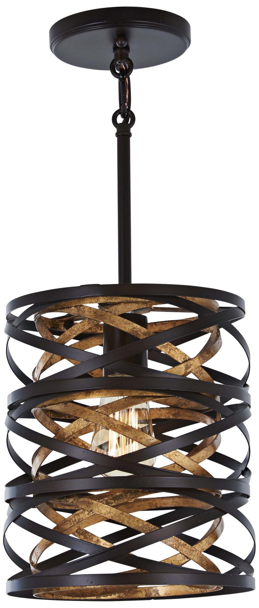 Mini Vortic Flow Dark Bronze & Mosaic Gold 1-Light Pendant