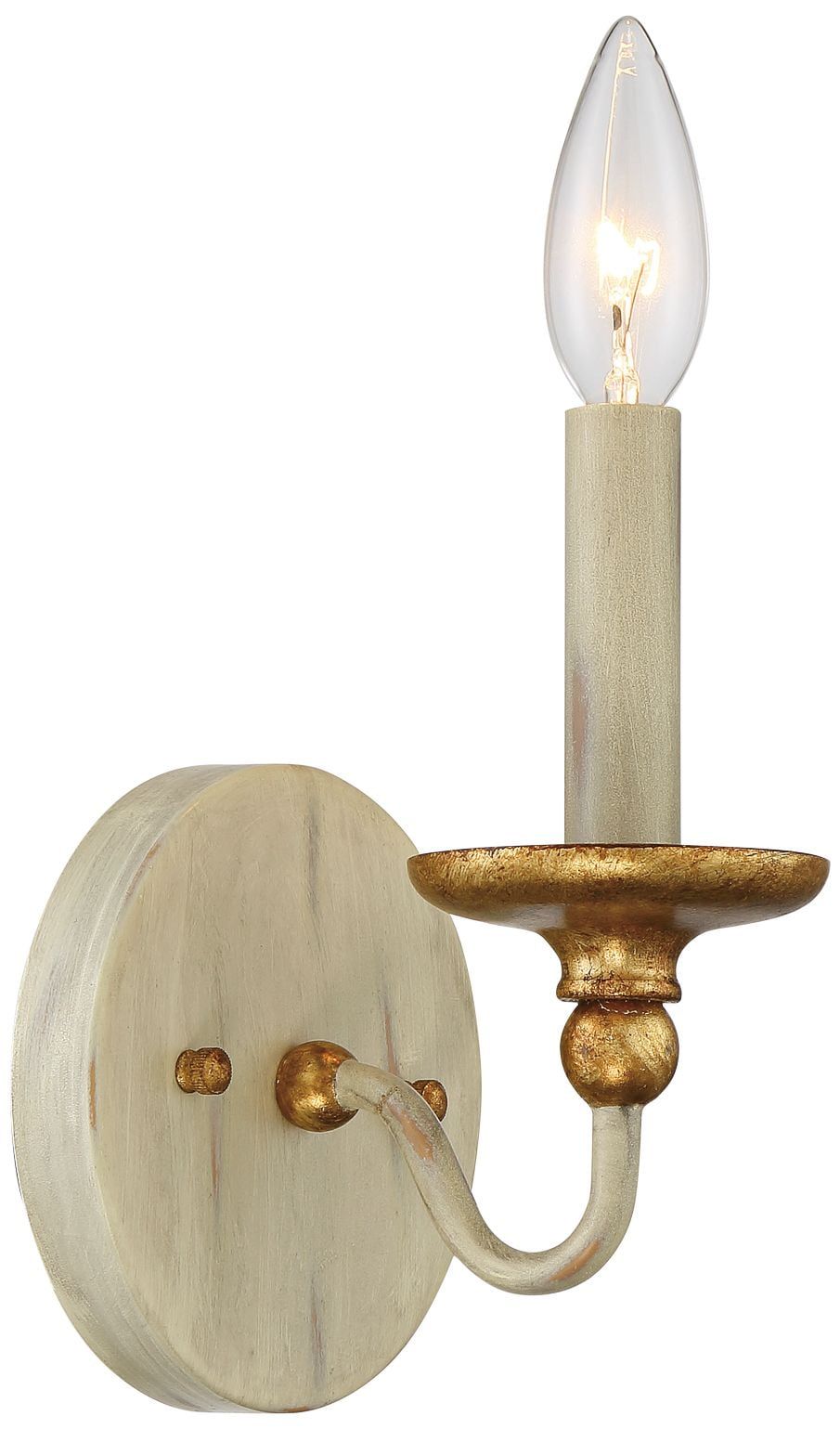 Farmhouse White & Gilded Gold Leaf Steel Dimmable Sconce