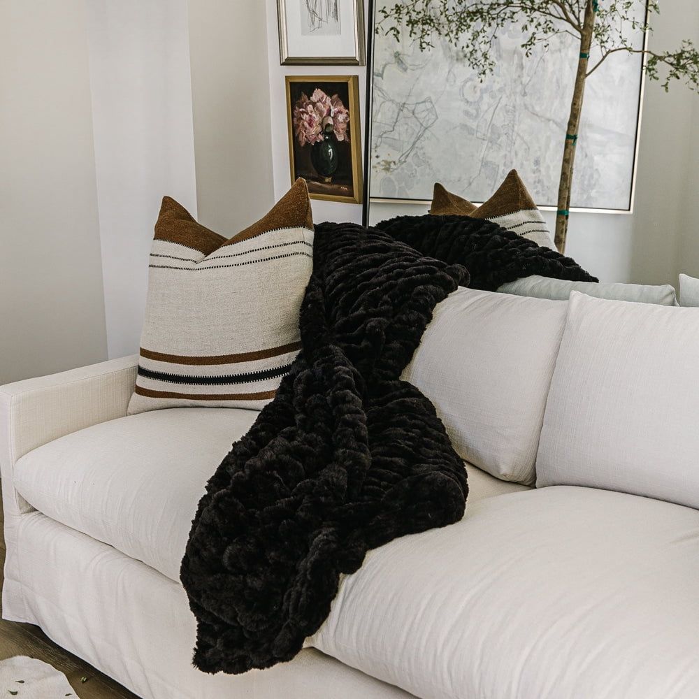 Jaguar Black Large Faux Fur Minky Blanket