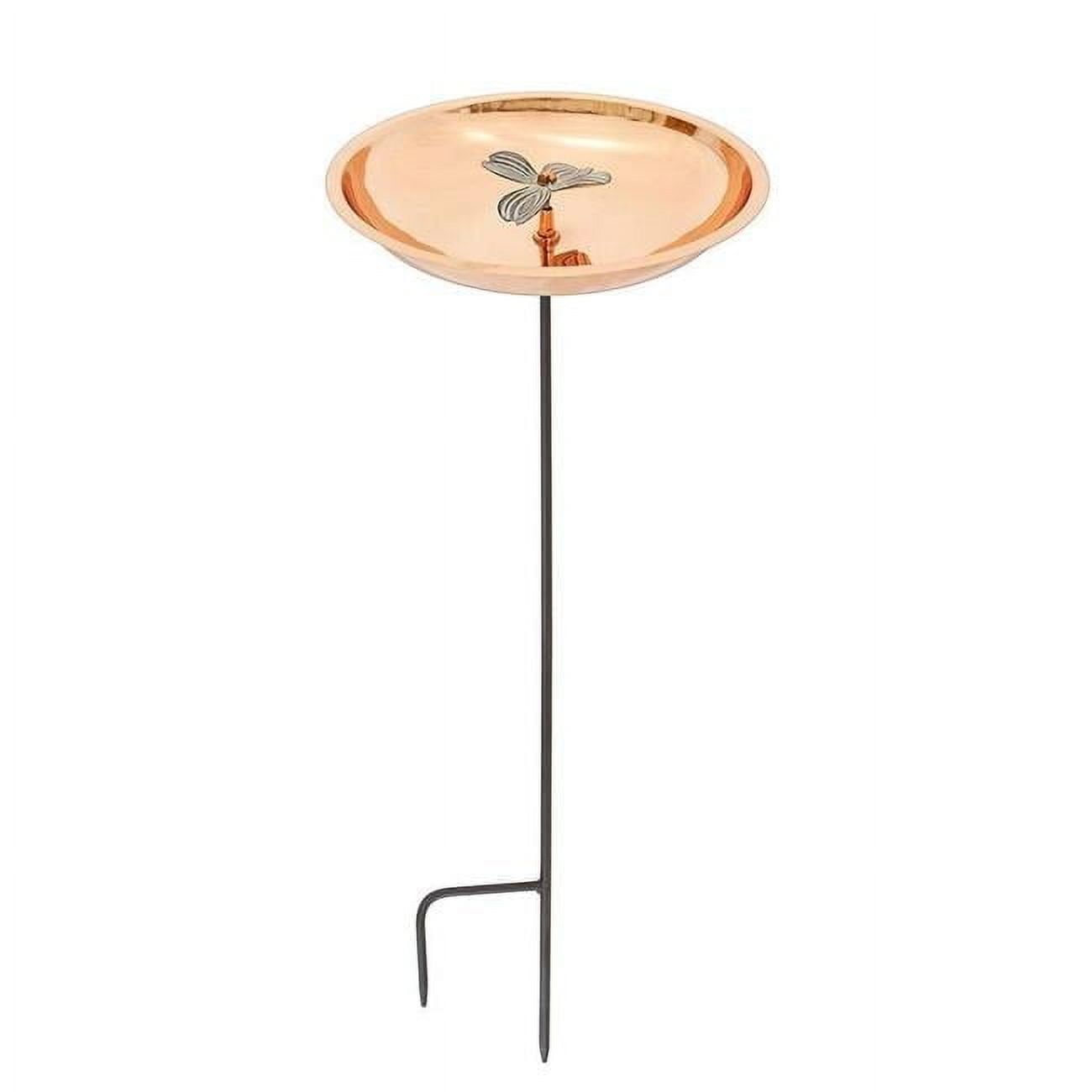 Copper Plated Dogwood Birdbath with Stake