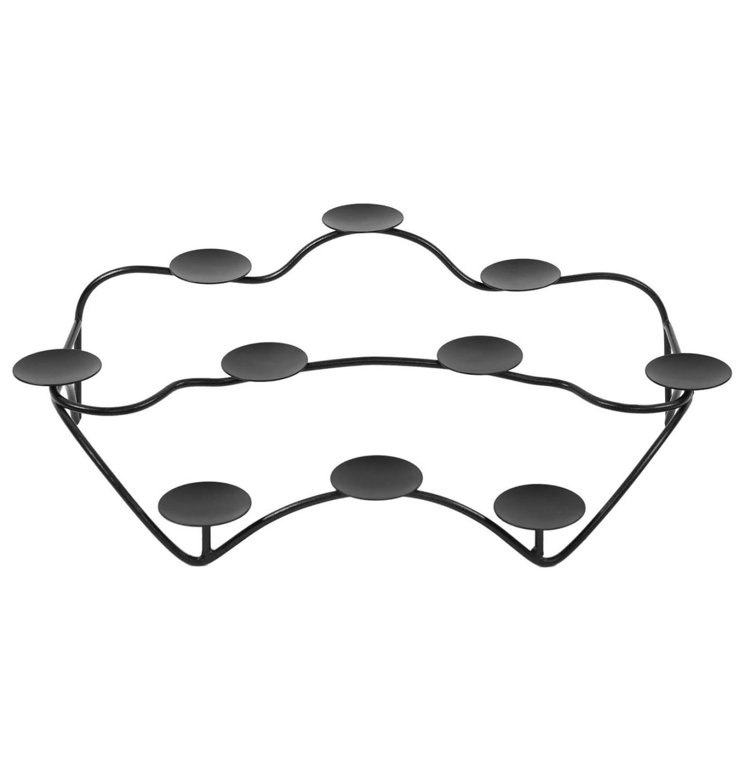 Black Wrought Iron Hearth Candelabra with Ten Platforms