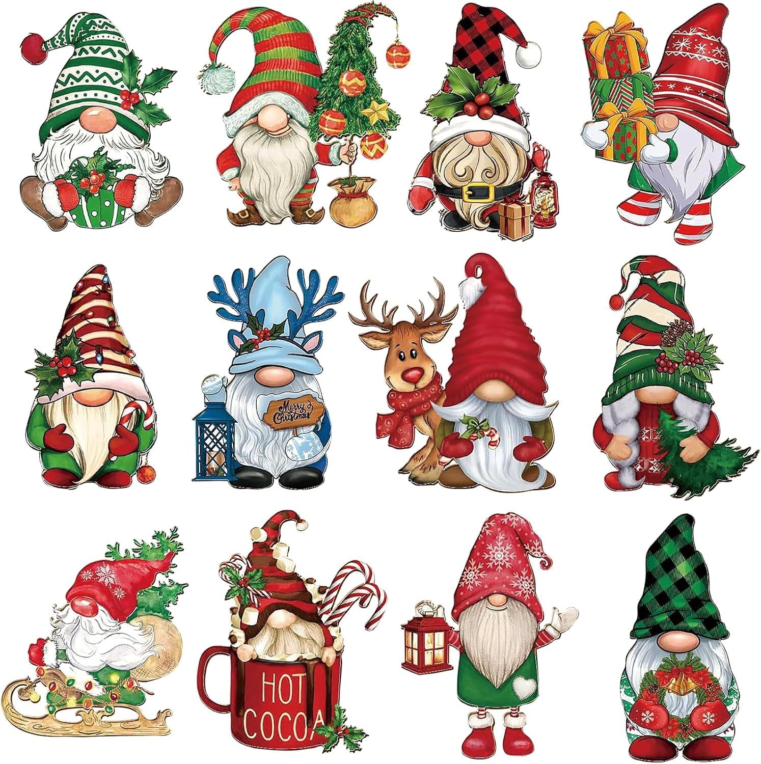 Festive Multicolor Wooden Christmas Gnome Ornaments Set