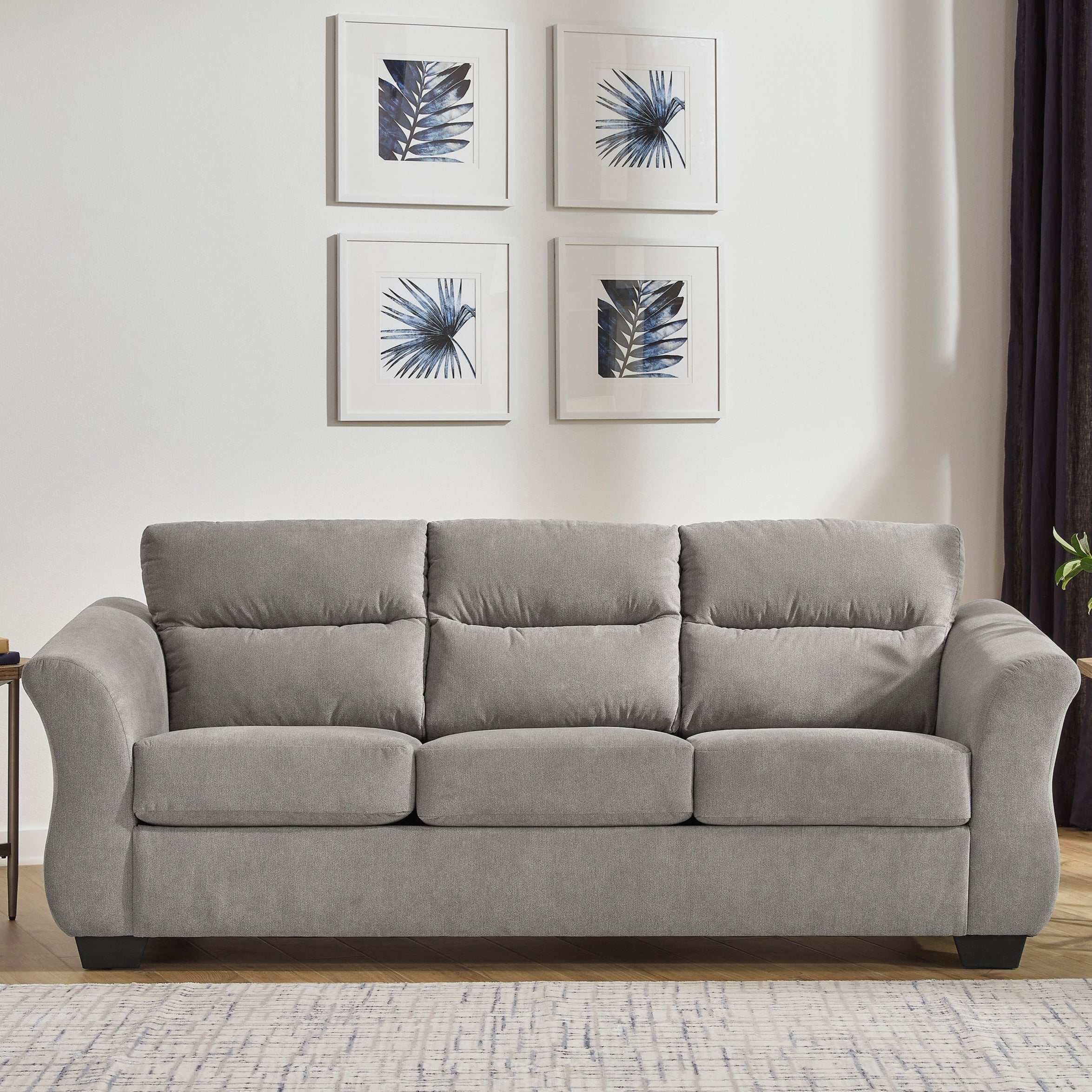 Miravel Slate Tufted Fabric Sofa with Flared Arms