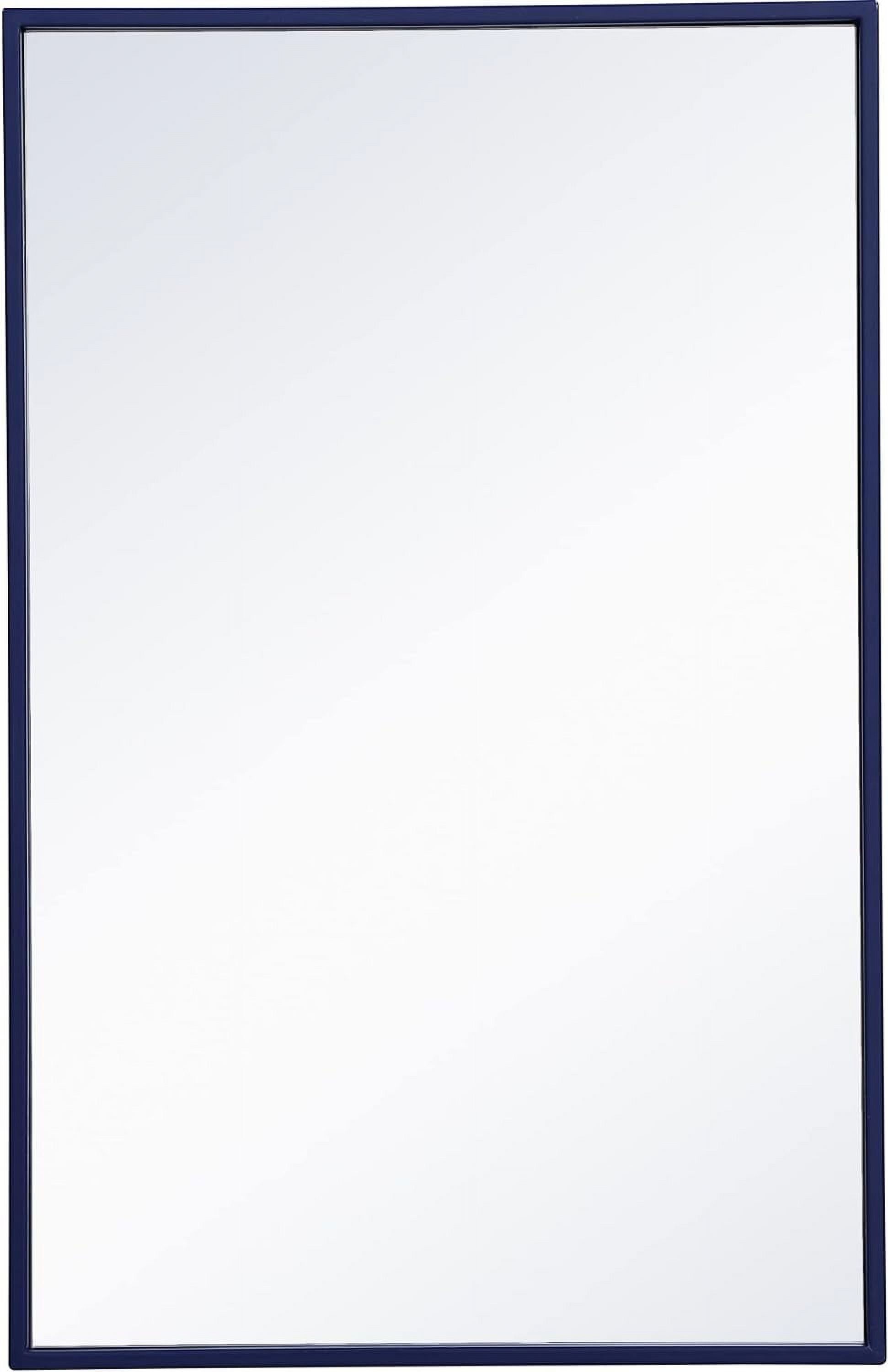 Transitional Frameless Rectangular Mirror 18x28 in Blue