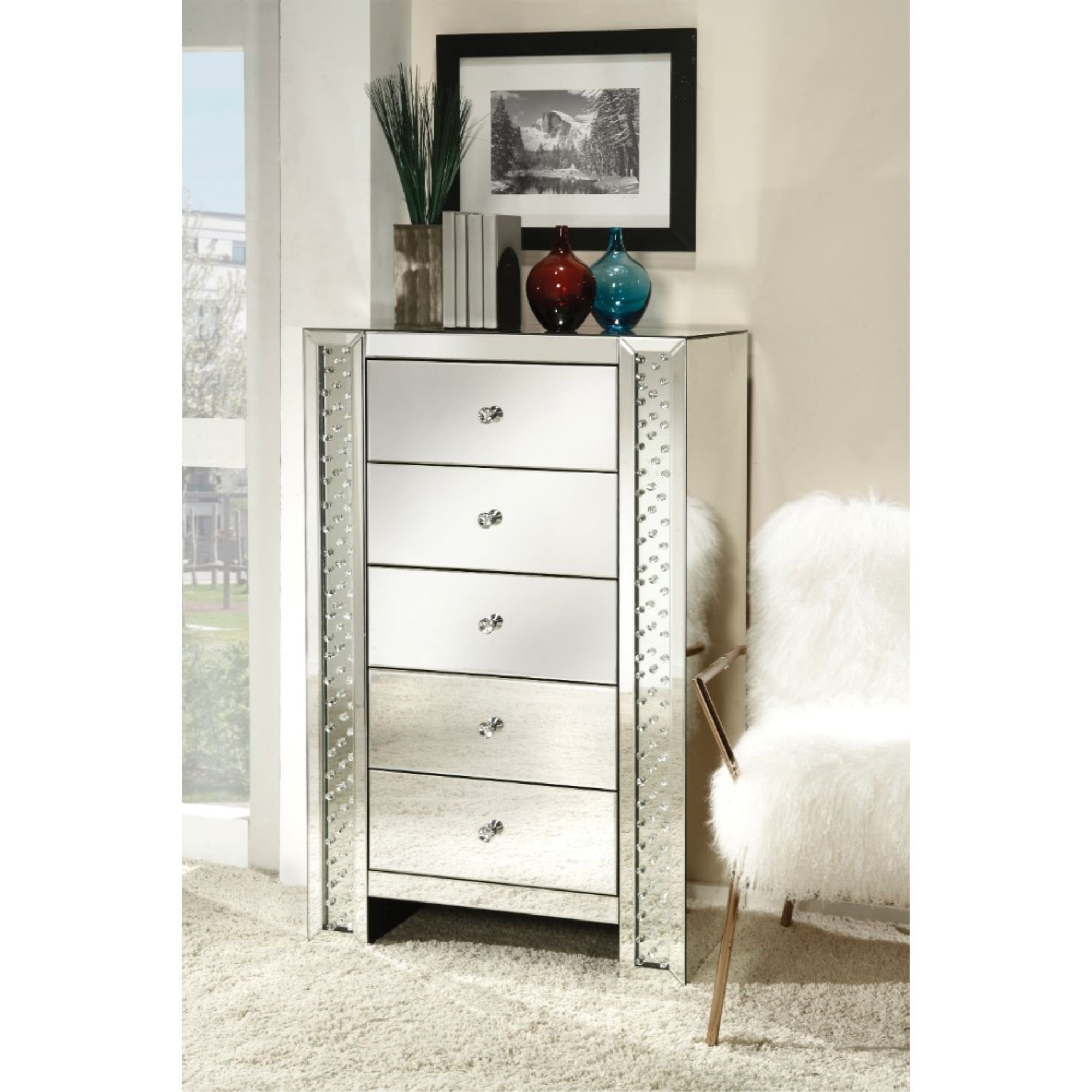 Mirrored 5-Drawer Chest with Felt Lined Drawers