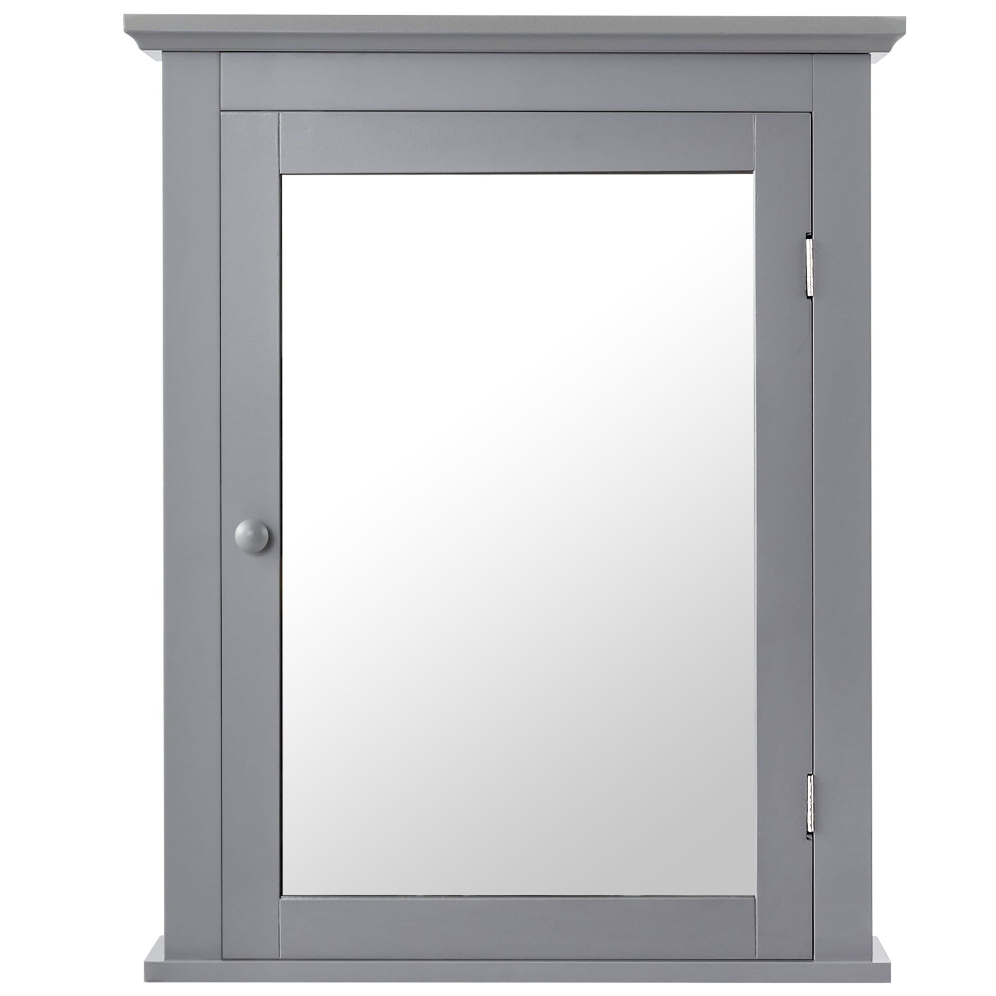 Grey MDF Wall Mounted Bathroom Cabinet with Mirror Door