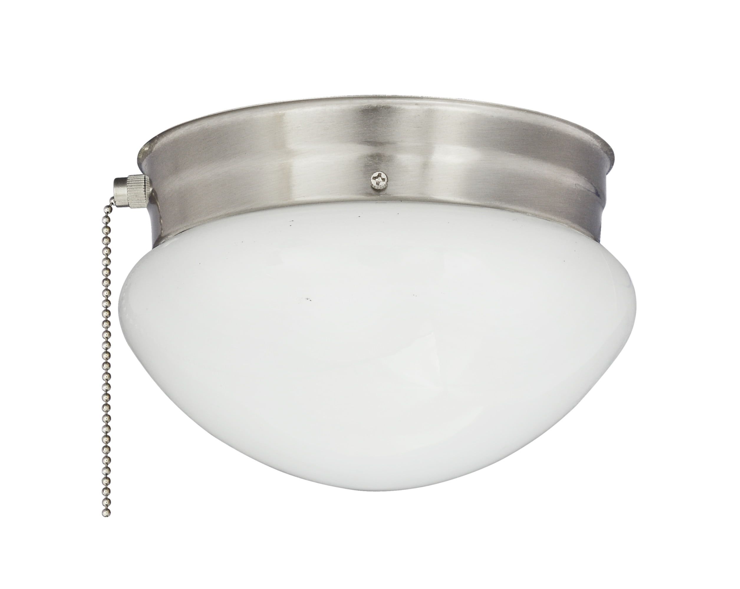 Transitional 8" Frosted Glass Bowl Ceiling Fixture in Brushed Nickel