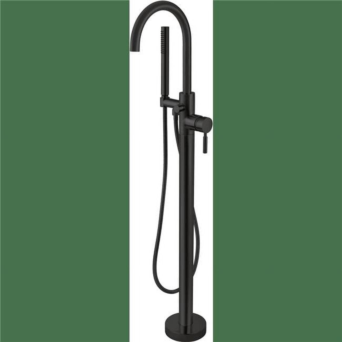 Mia Black Brass Floor Mounted Tub Filler with Hand Shower