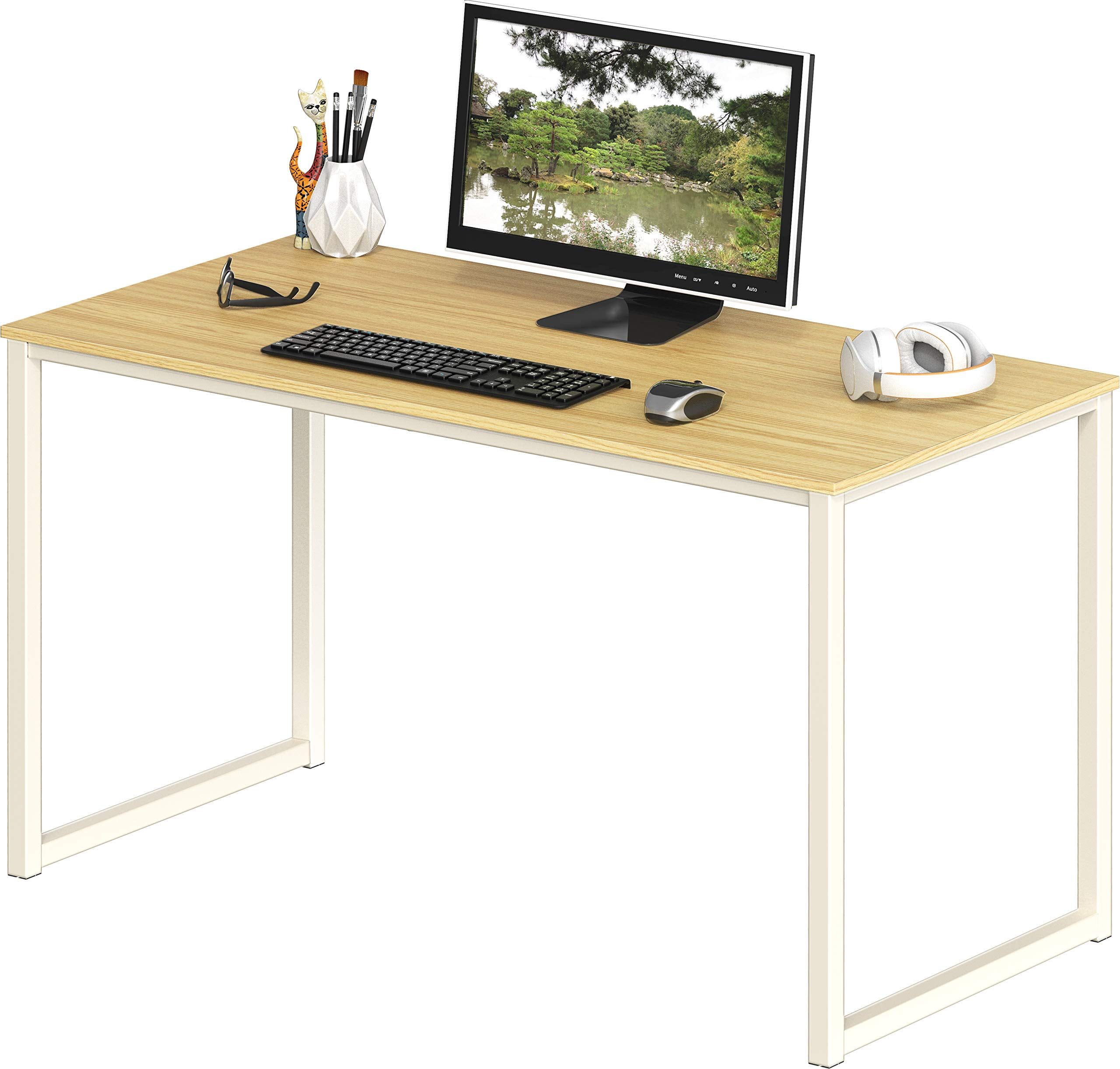 Oak 40-Inch Rectangular Computer Desk with Steel Frame