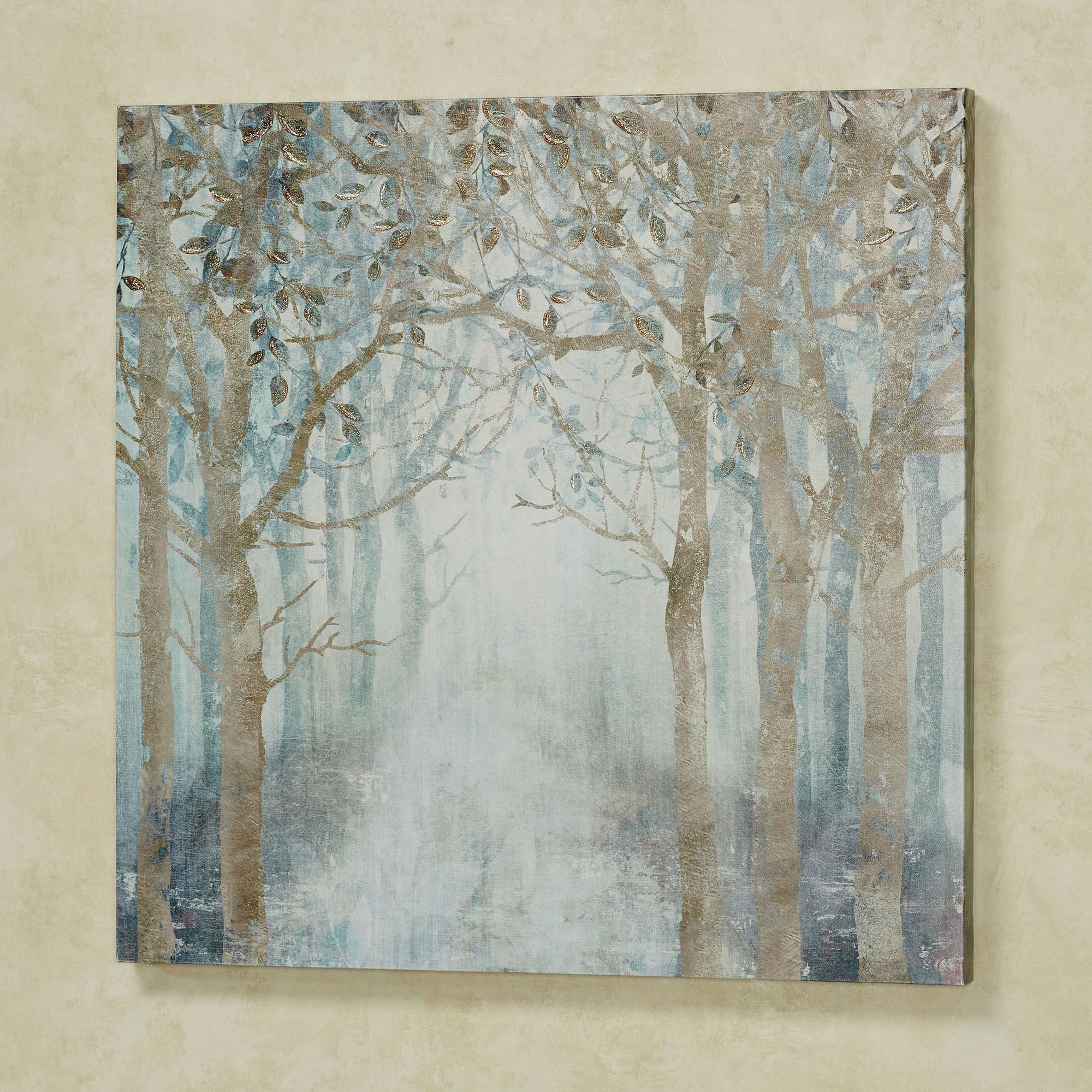 Misty Sunrise Trees Wrapped Canvas Nature Wall Art 32" Square