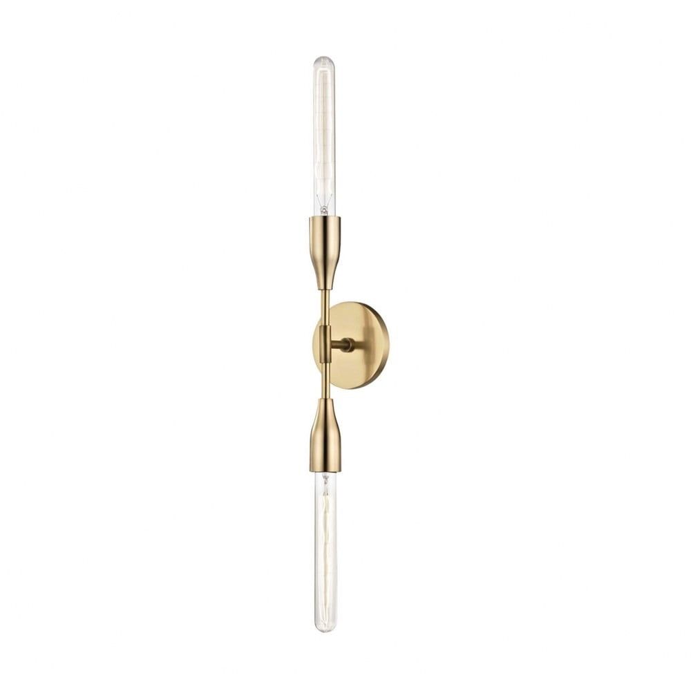 Elegant Aged Brass Dual-Light Dimmable Wall Sconce