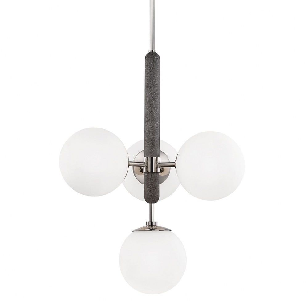 Elegant Opal Glass & Polished Nickel 4-Light Indoor/Outdoor Globe Pendant