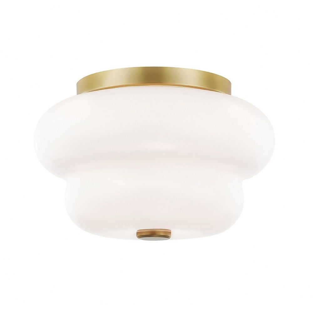 Hazel 11'' Aged Brass and Opal Glass Flush Mount