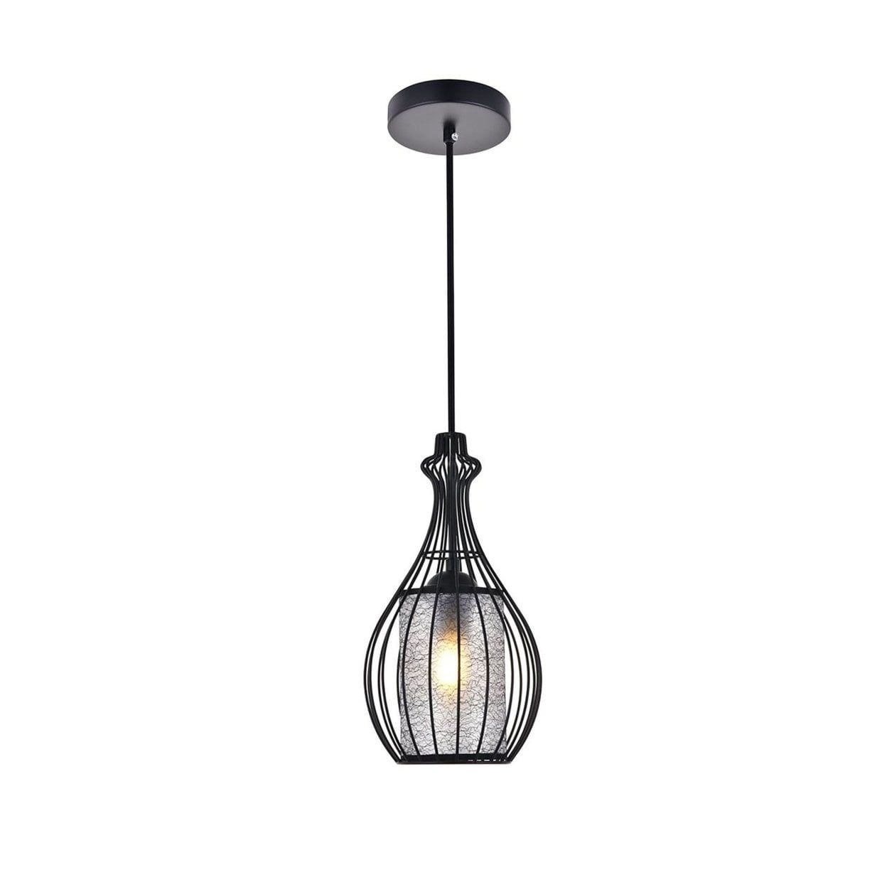 Miya Contemporary Black Pendant Light 6.7" Acrylic & Metal