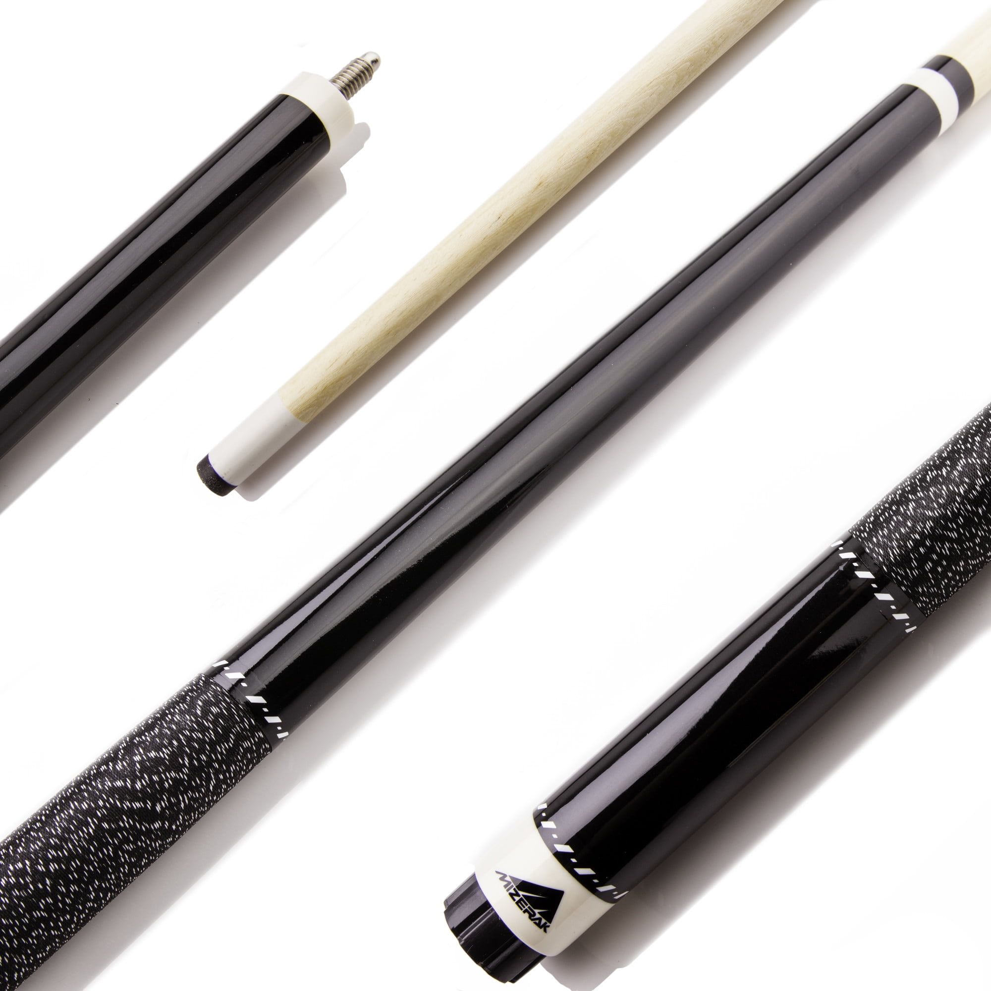 Mizerak 57" Black 2-Piece Hardwood Cue with Leather Tip