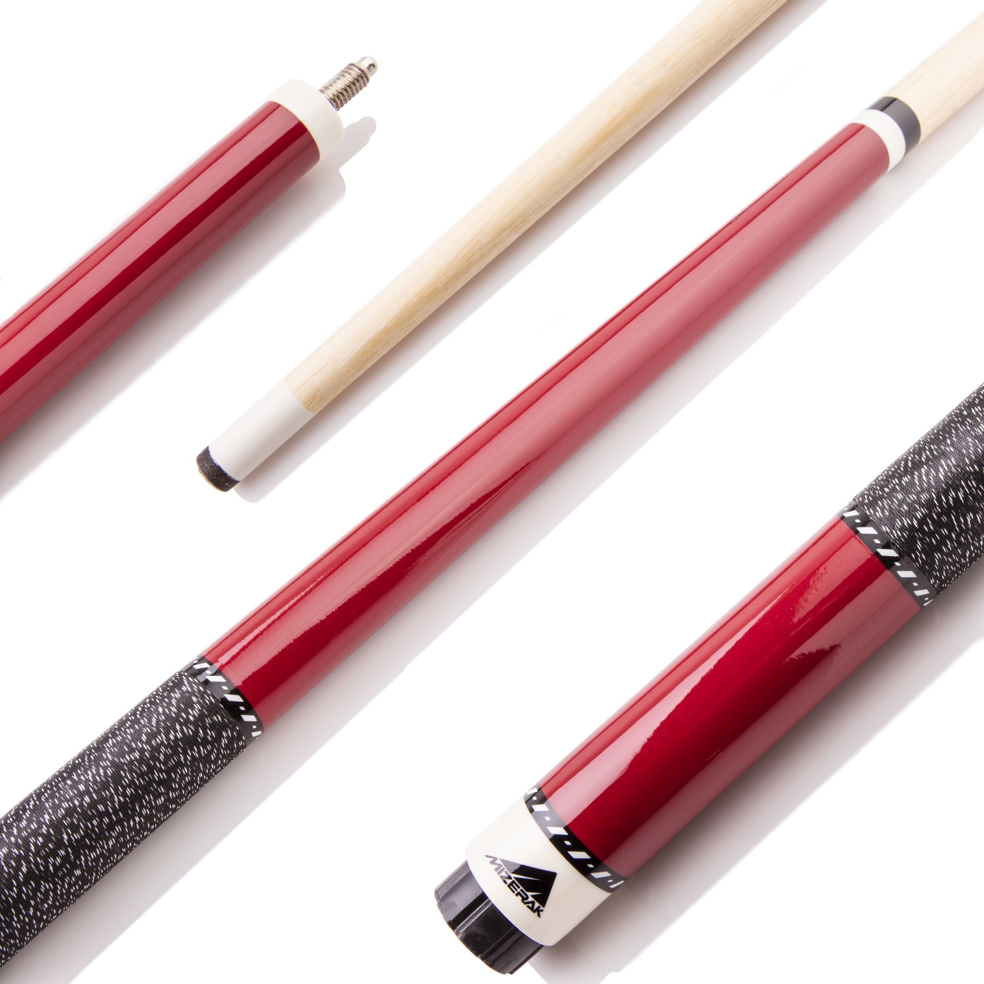 Mizerak 57" Red Two-Piece Hardwood Cue with Leather Tip